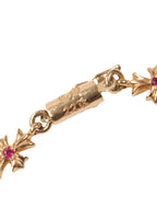 Gold and Ruby Tiny E Bracelet