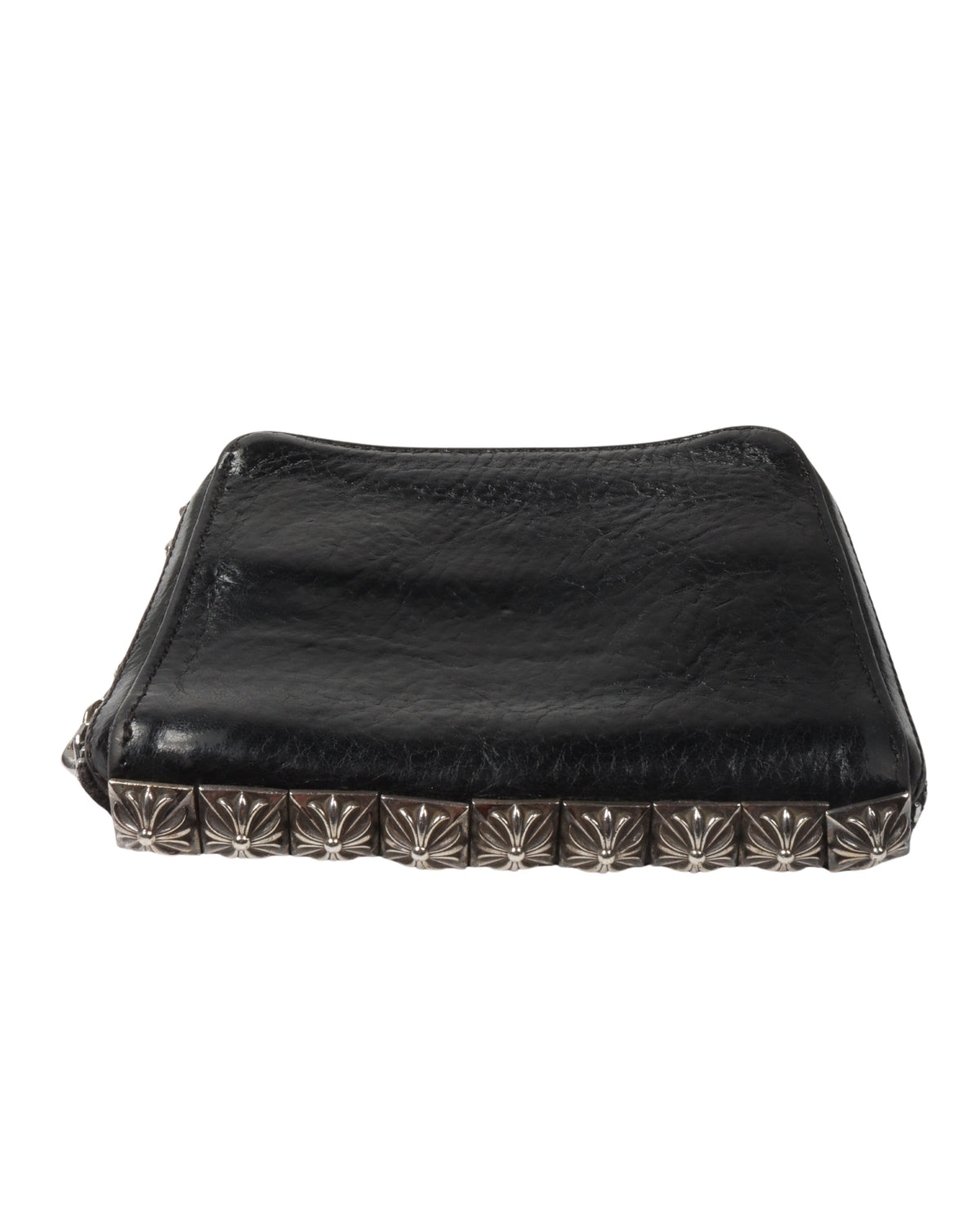 Leather Studded Bifold Zipper Wallet with Charms