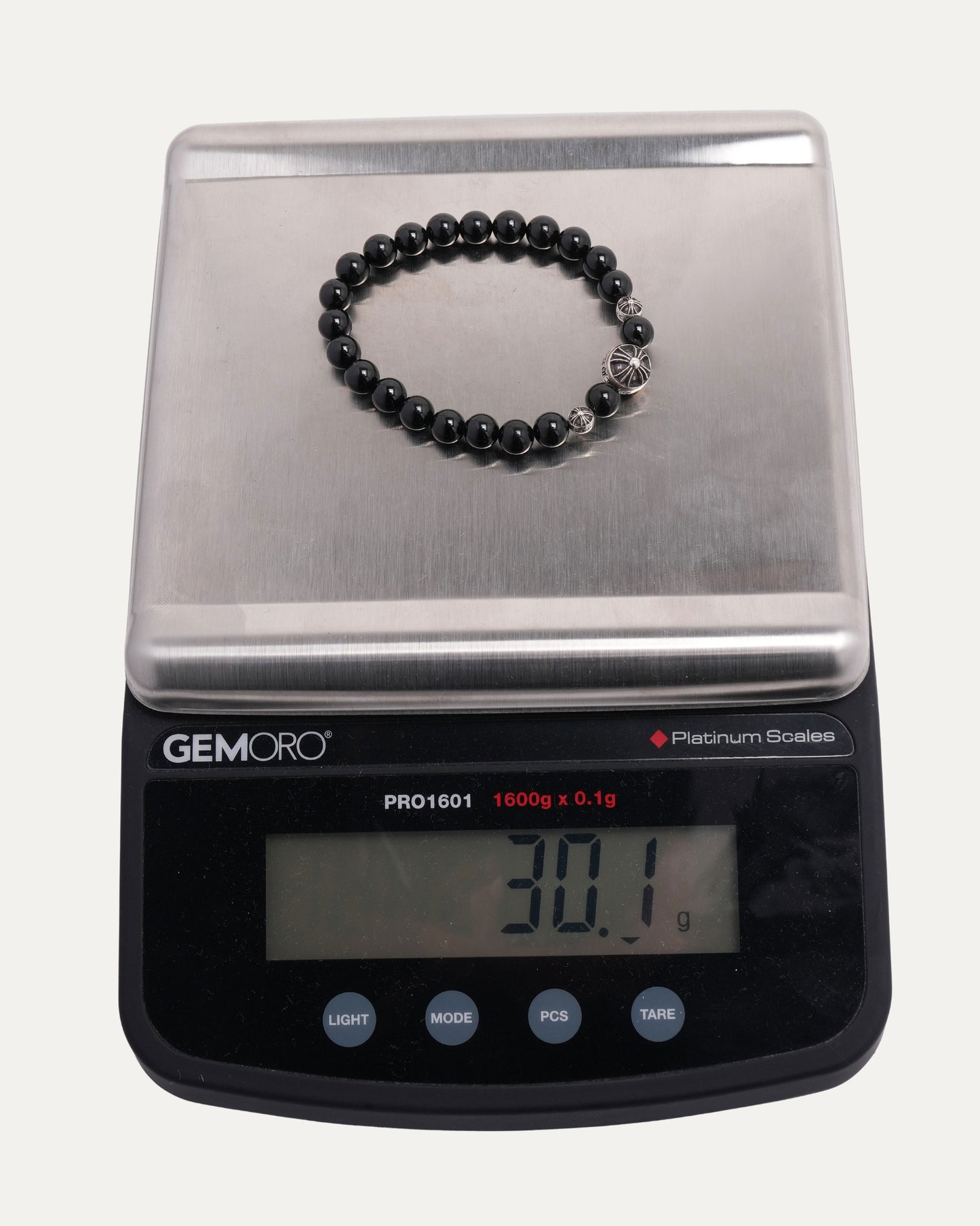 Large Multicharm Black Tourmaline Bead Bracelet