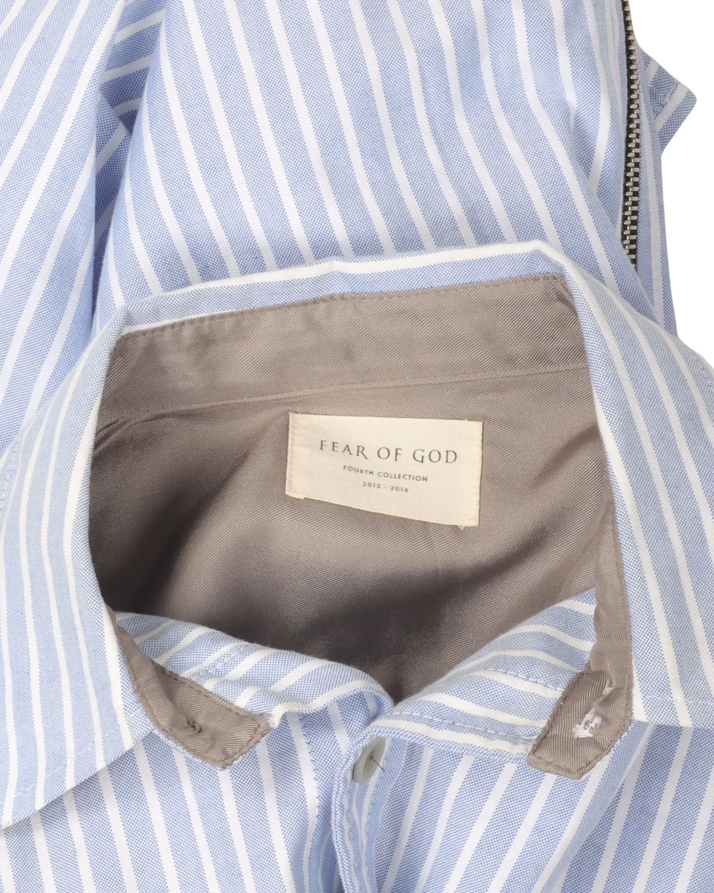 Fourth Collection Zipper Detail Striped Short Sleeve Shirt