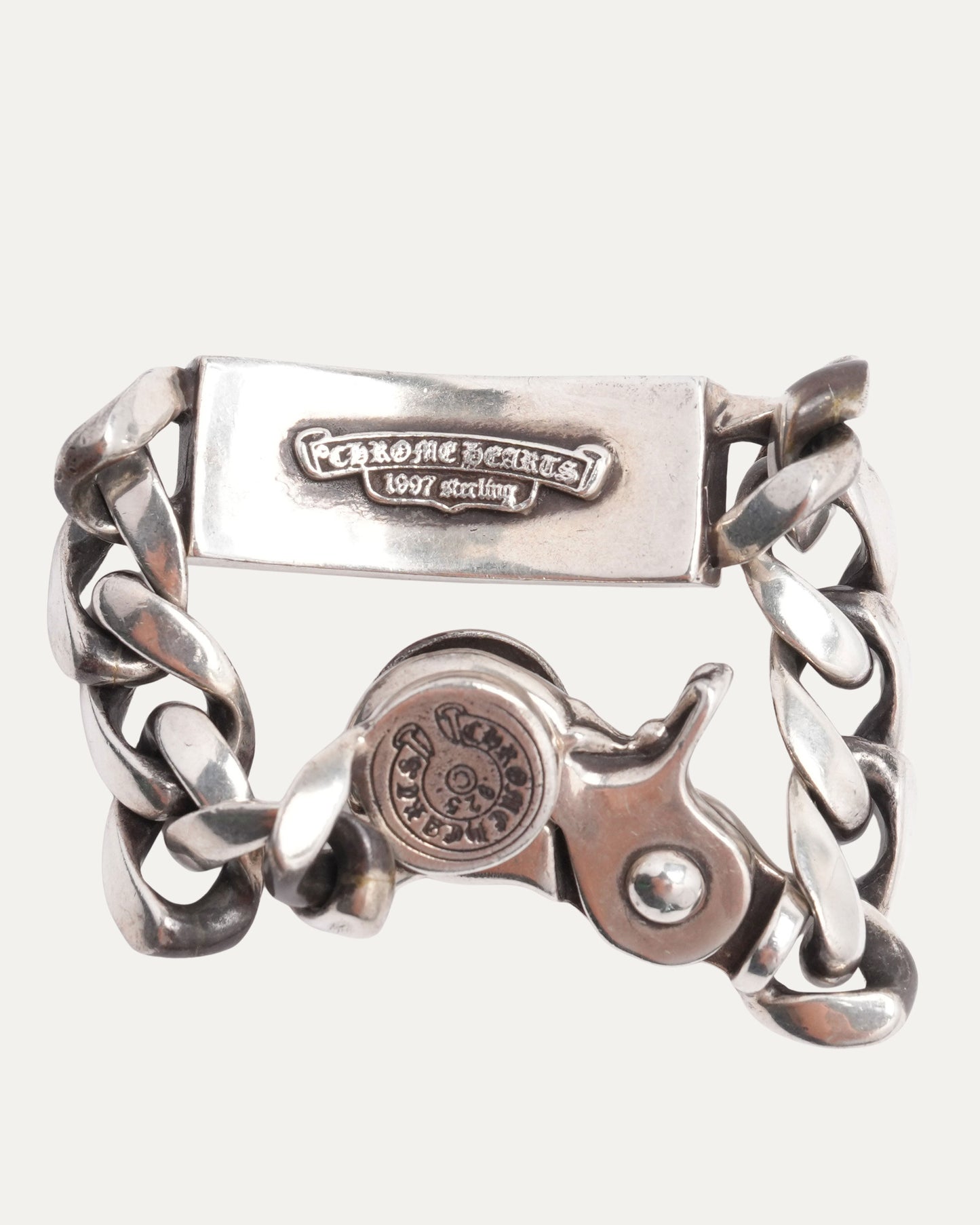 Sapphire Floral Cross ID Lobster Clasp Bracelet