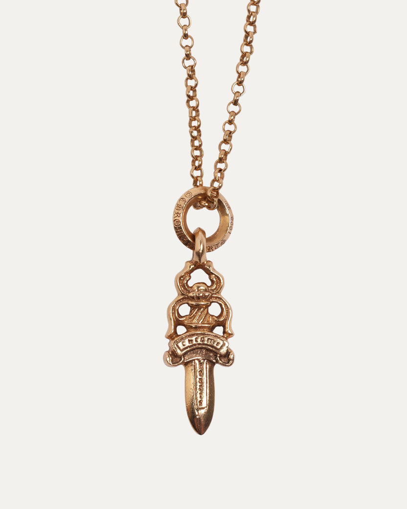 22k Gold Pave Diamond Dagger Necklace