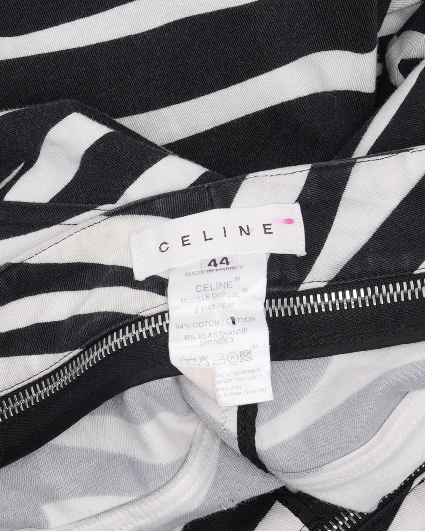 FW 2003 Belted Zip Waist Zebra Print Pants