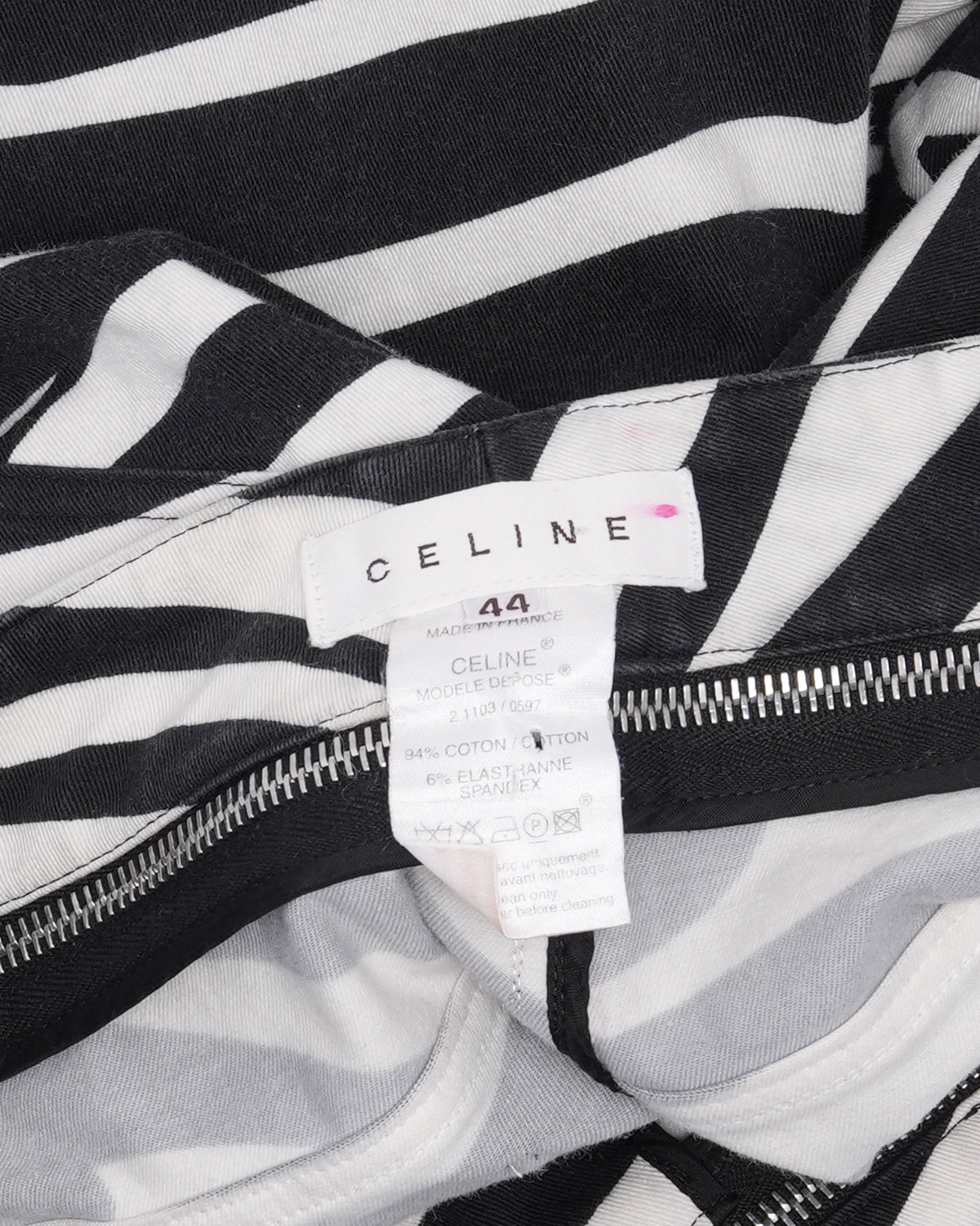 FW 2003 Belted Zip Waist Zebra Print Pants