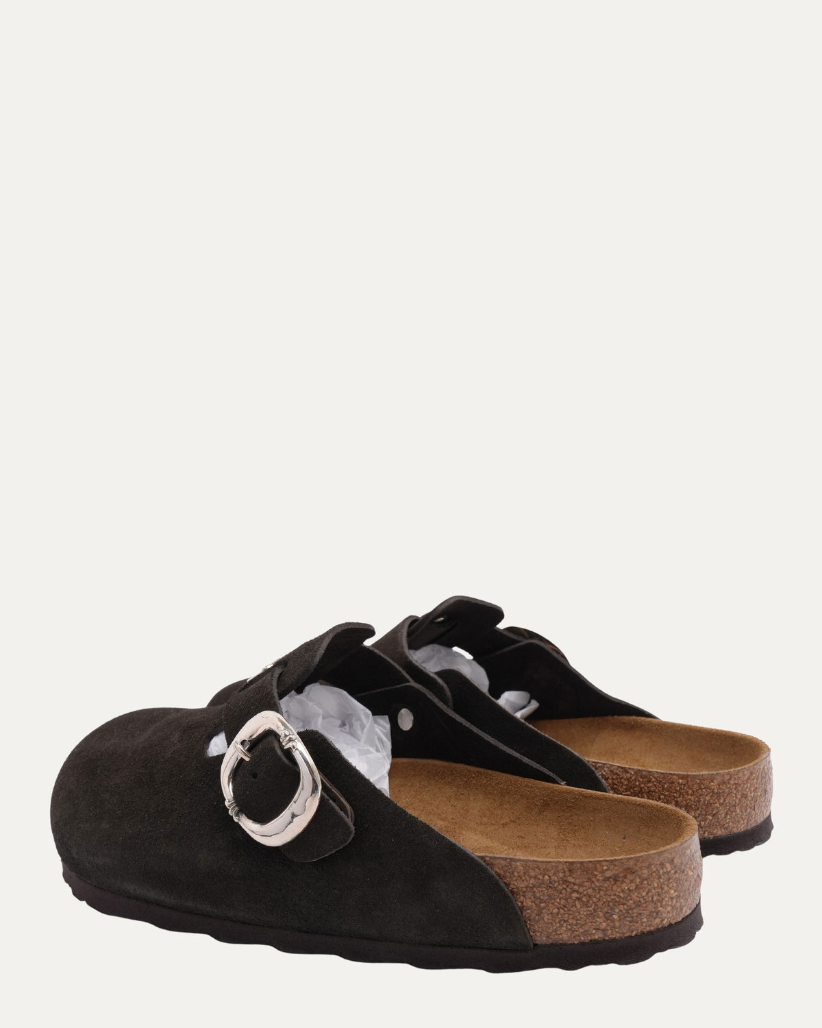 Cross Embellished Birkenstock Boston Suede Mule