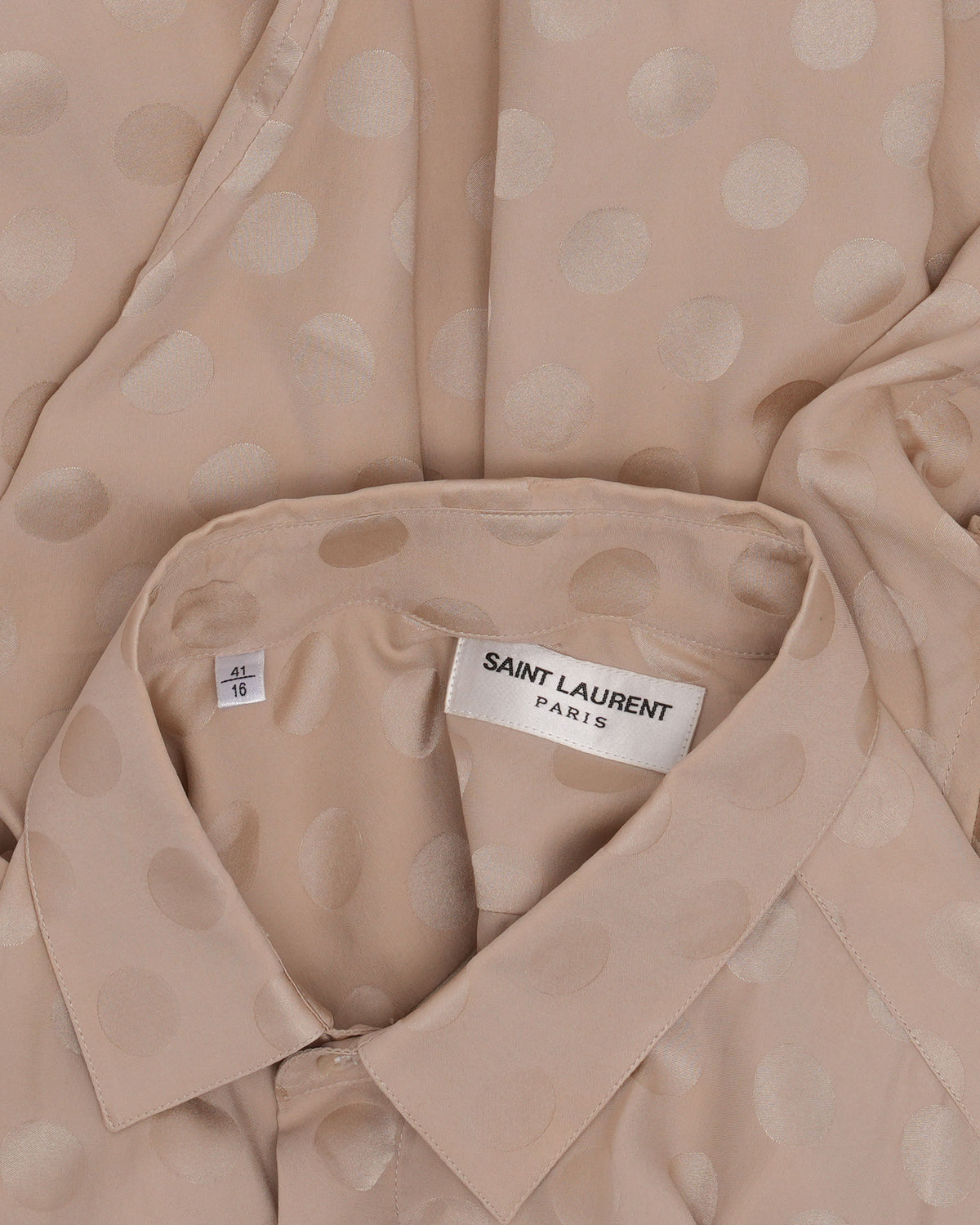 Hidden Placket Polka Dot Silk Shirt
