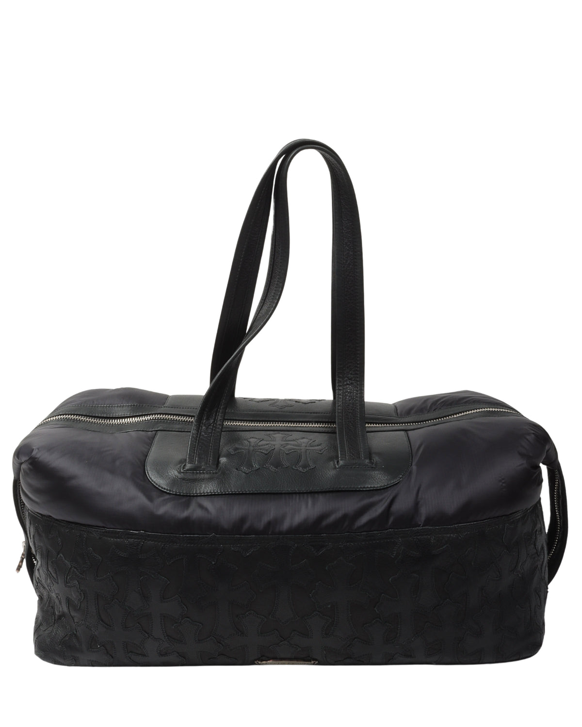 Nylon & Leather Cross Patch Duffel Bag