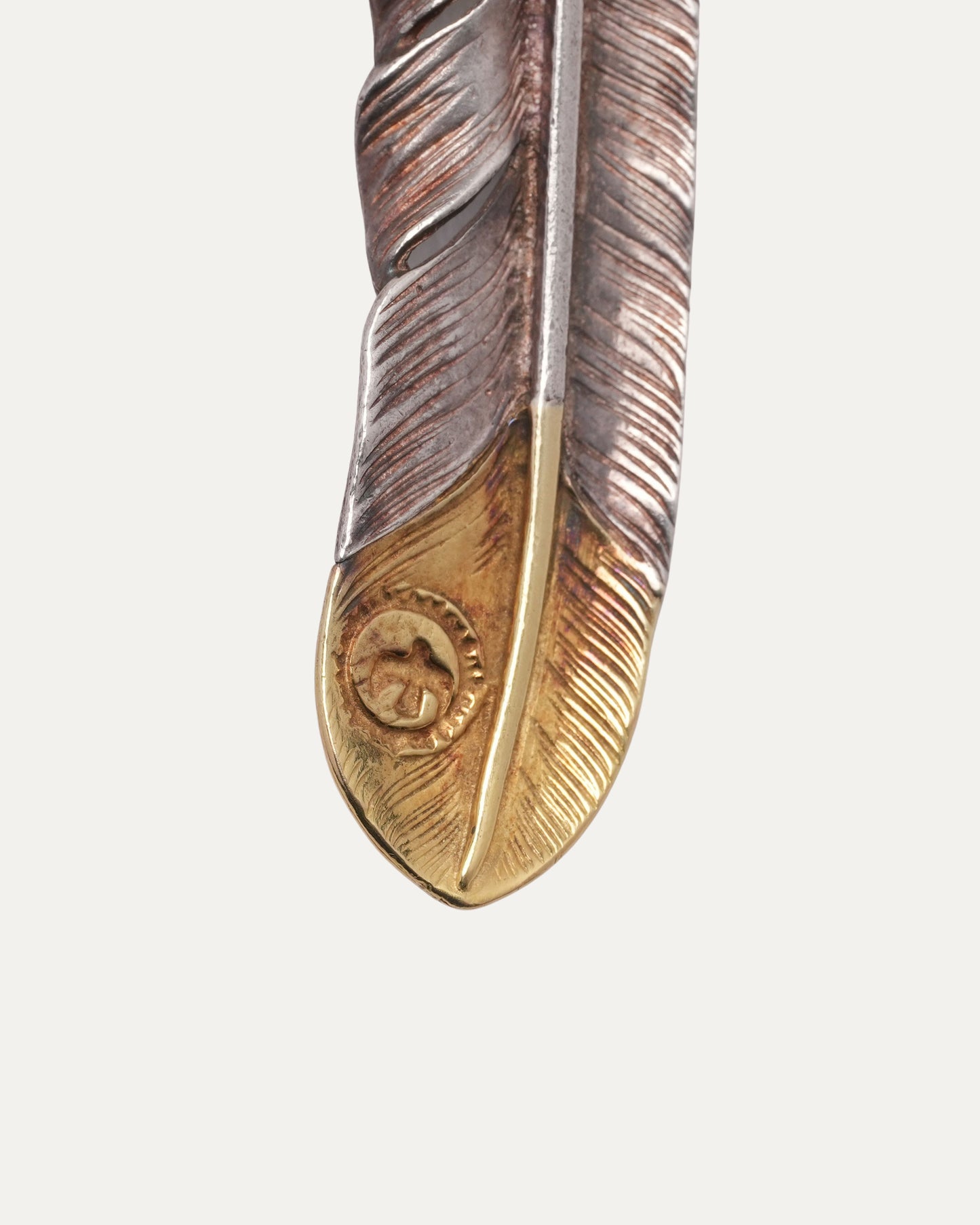 Silver and Gold Feather and Talon Pendant