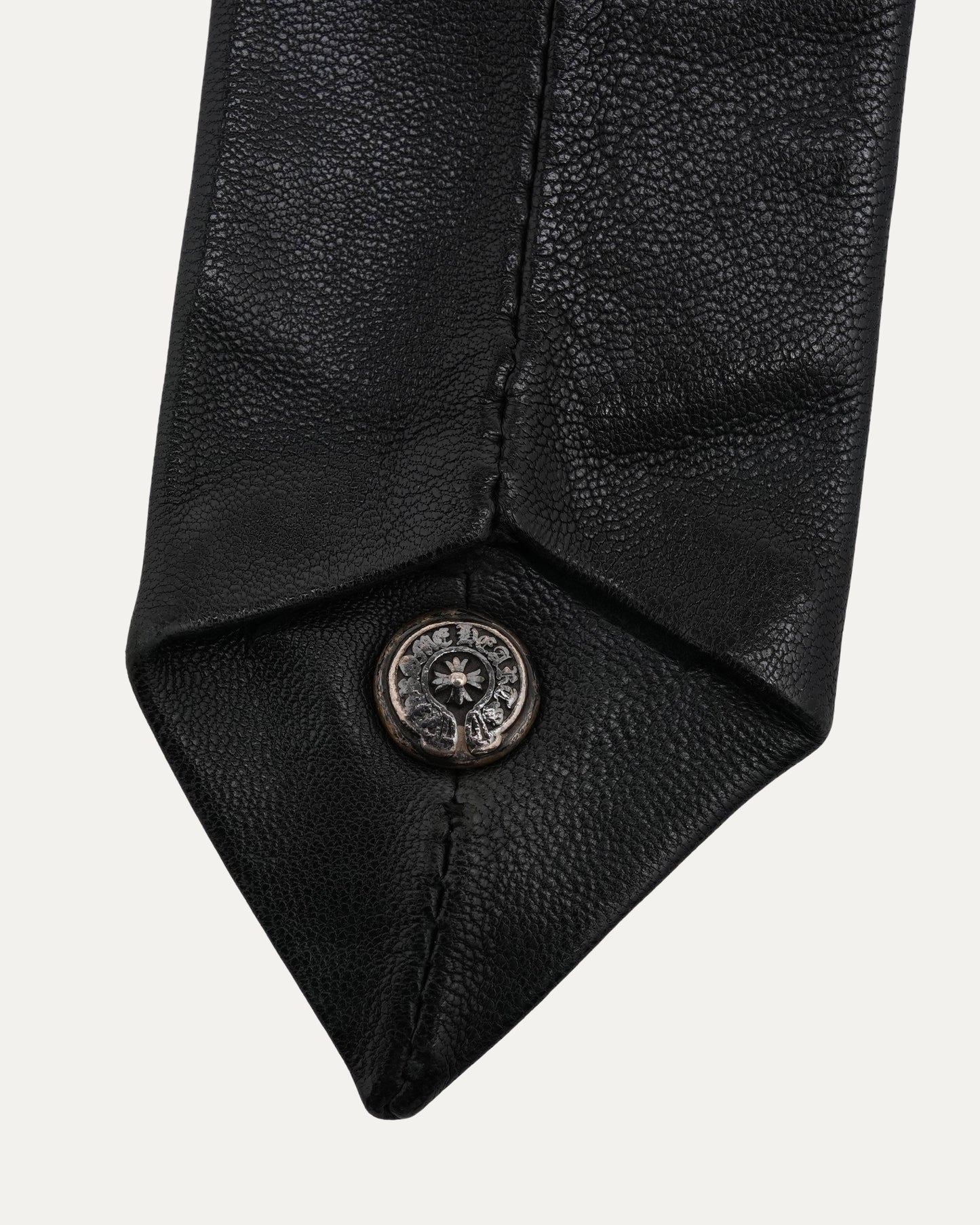 Cross Embellished Leather Tie