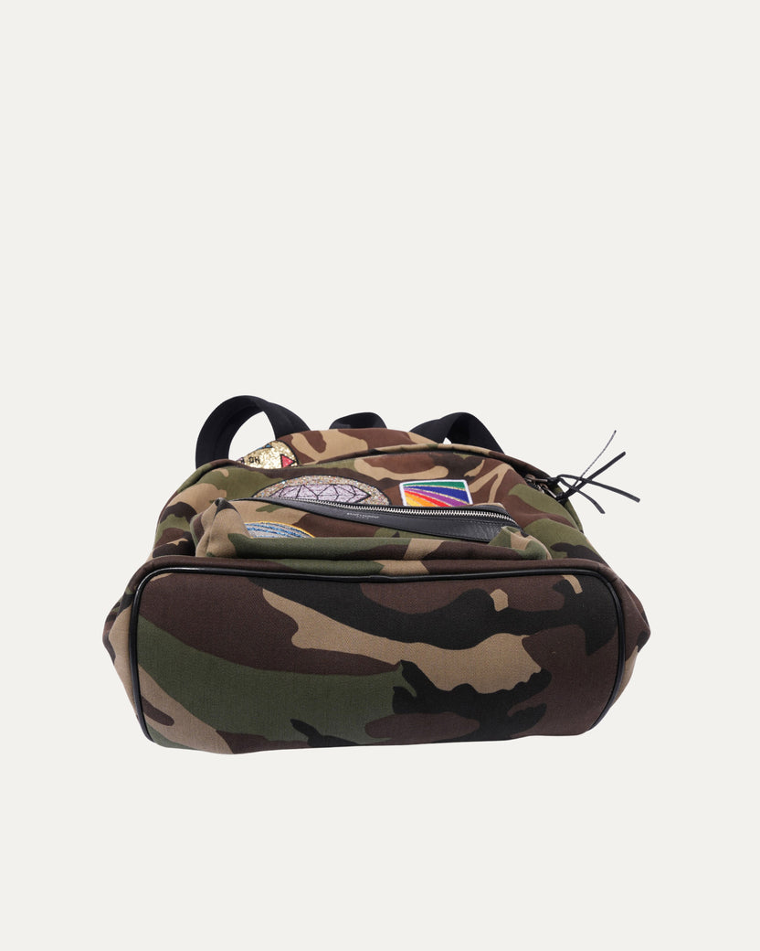 Camouflage Canvas Multi Patch City Backpack