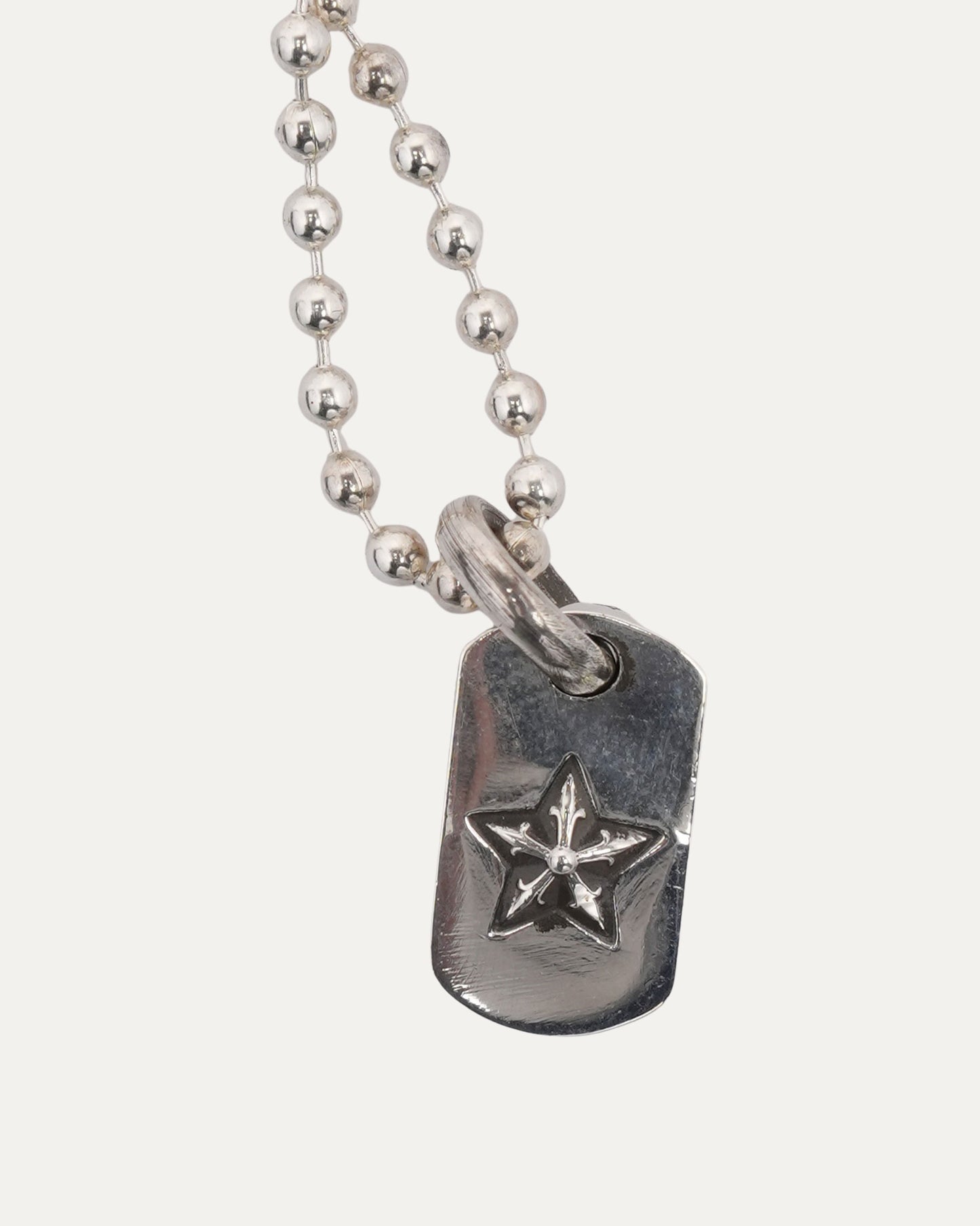 Mini Star Dog Tag Pendant on Ball Chain Necklace