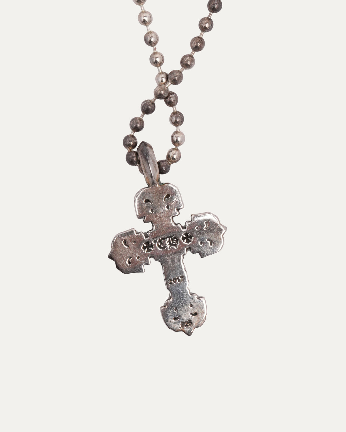 Small Filigree Cross Pendant with Ball Chain