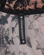 Waterfall Cross Patch Print Mesh Long Sleeve Top