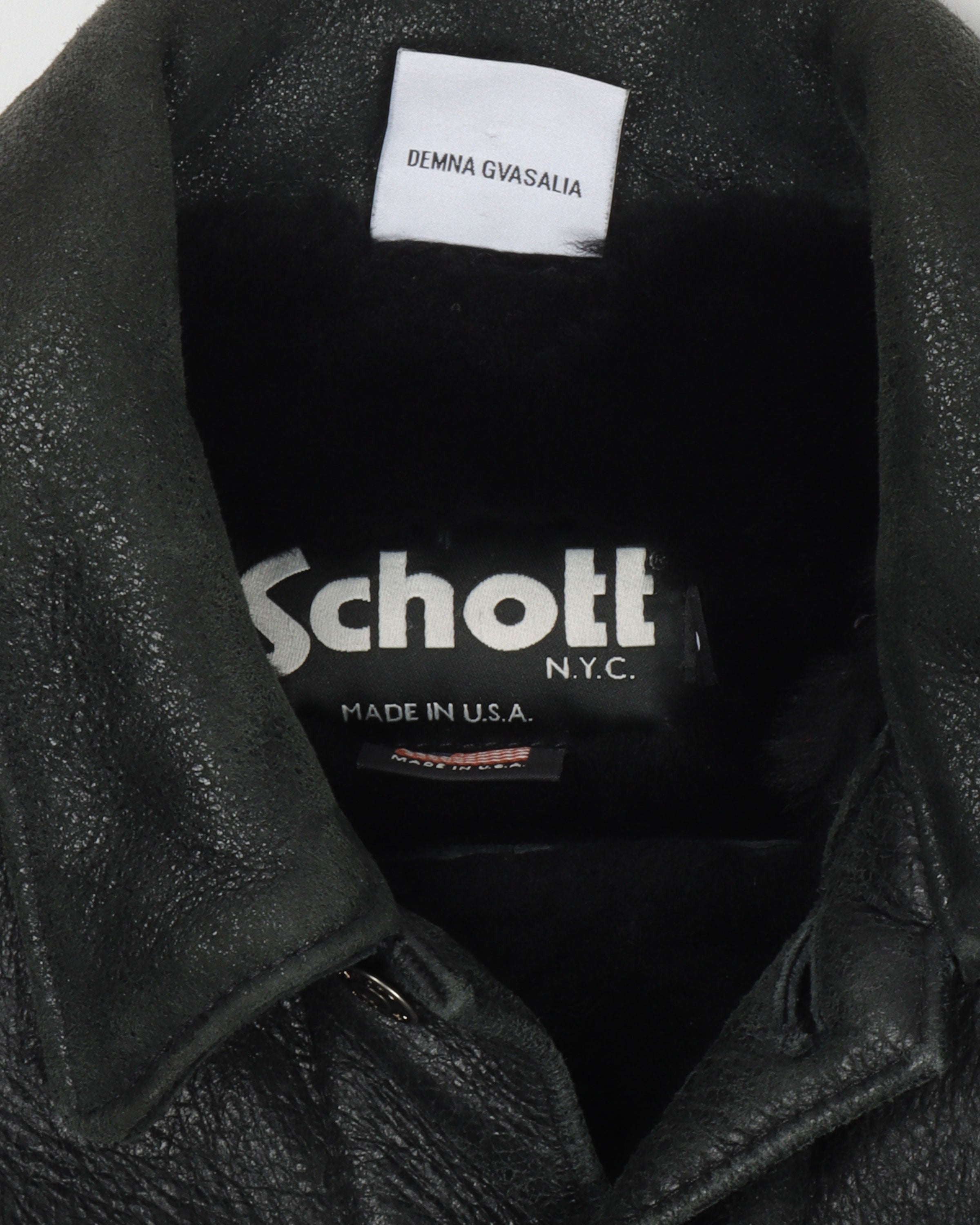 SS17 Schott Shearling Leather Trucker Jacket