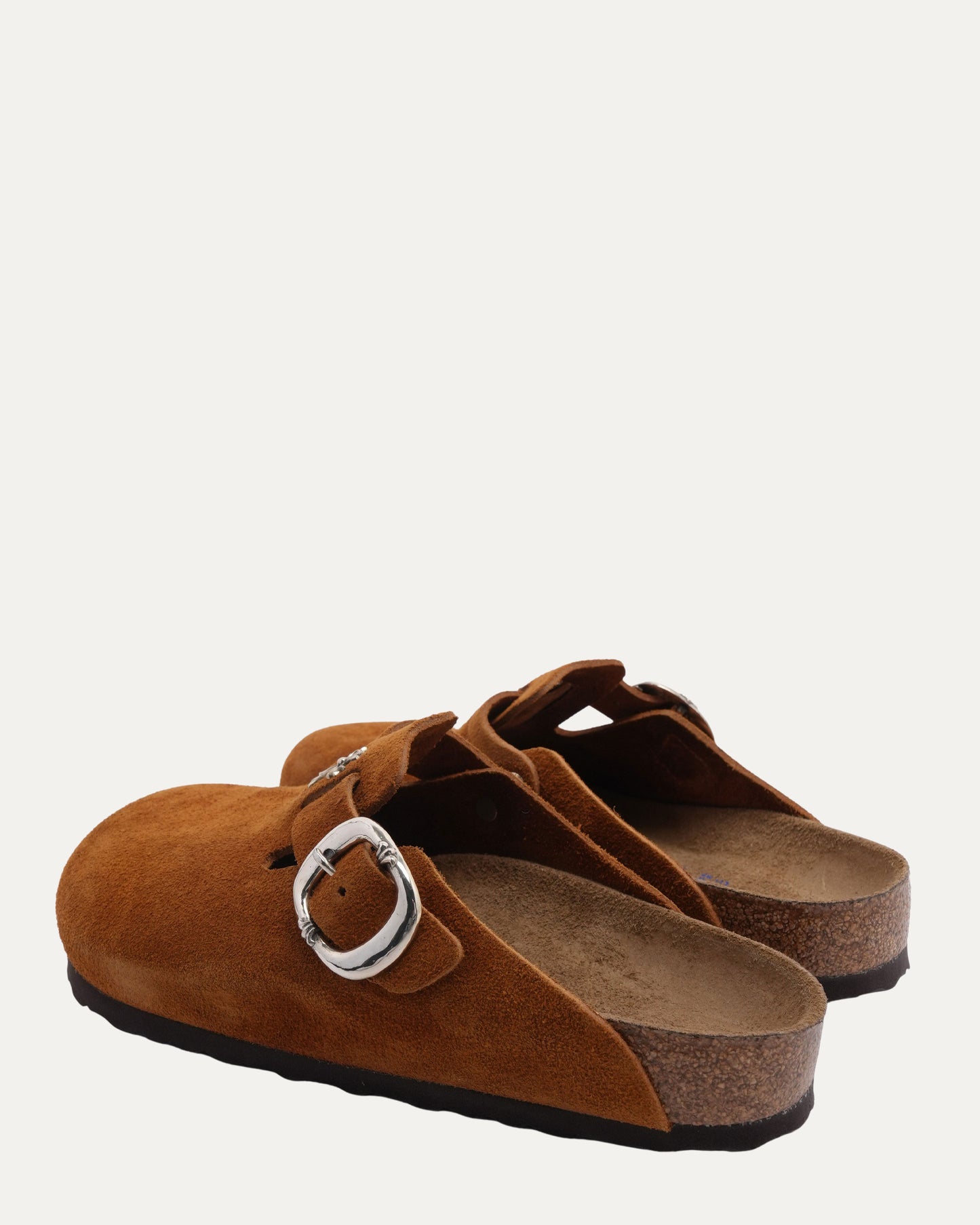 Cross Embellished Birkenstock Boston Suede Mule