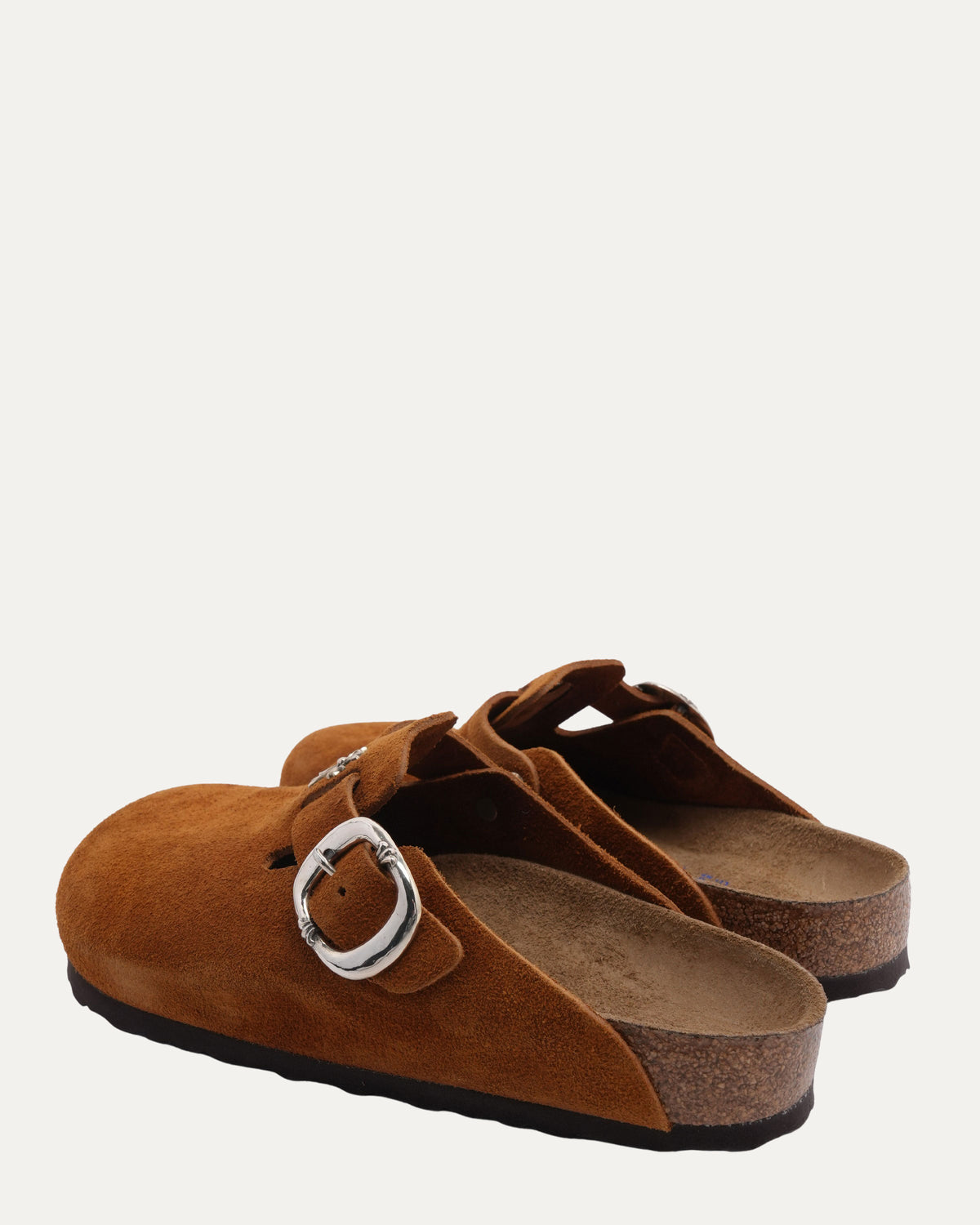 Cross Embellished Birkenstock Boston Suede Mule