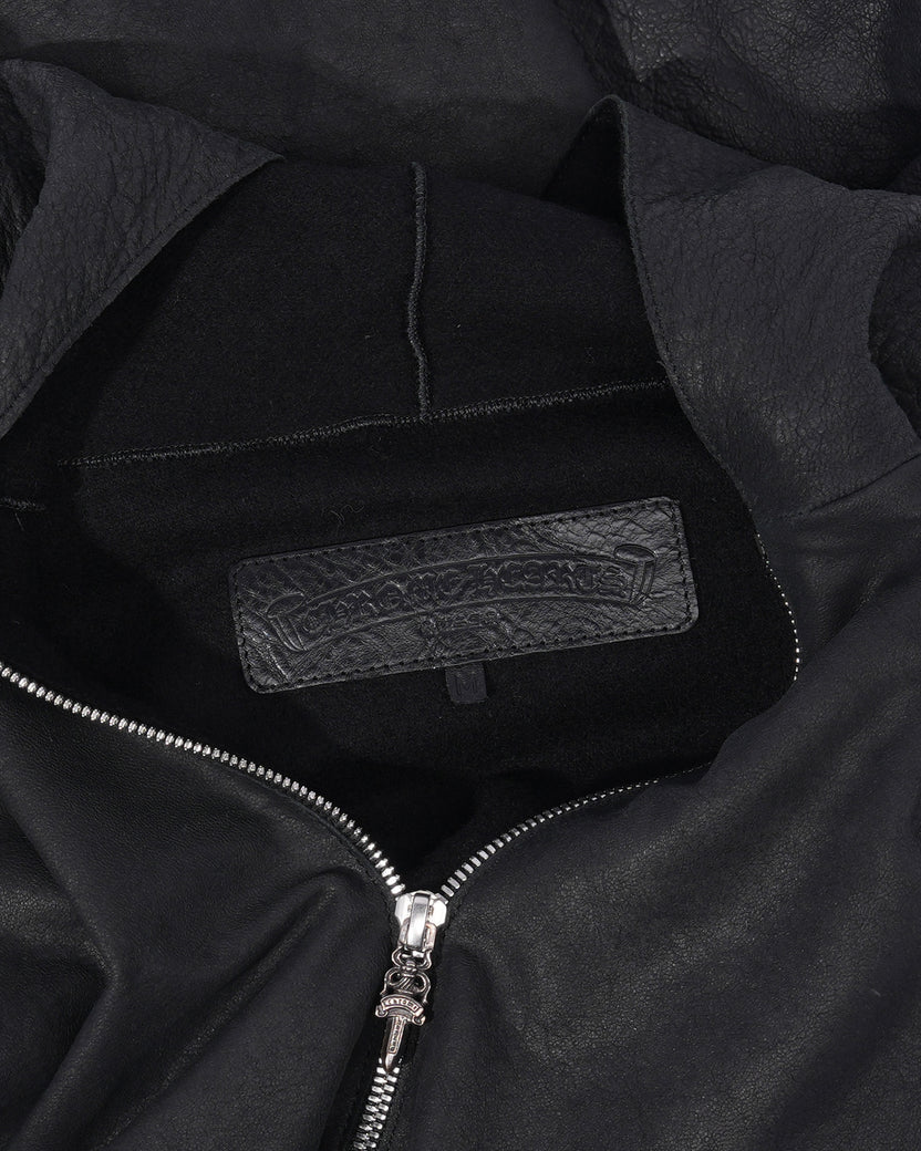 Leather and Cashmere Zip Up Hoodie