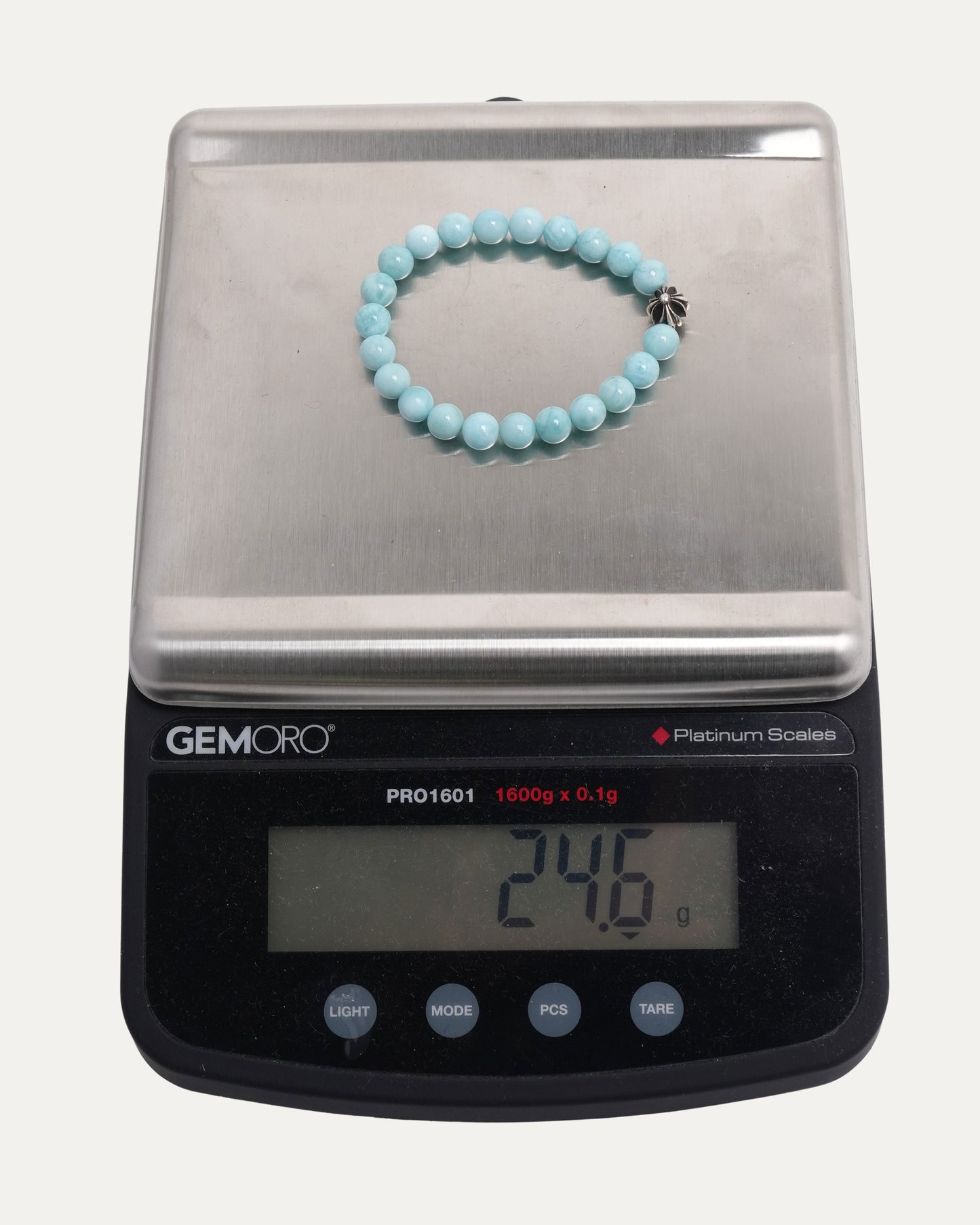 8mm Larimar Plus Cross Bead Bracelet