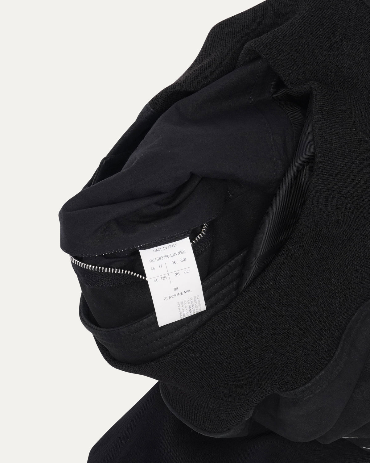 Contrast Sleeve Leather Bomber Jacket