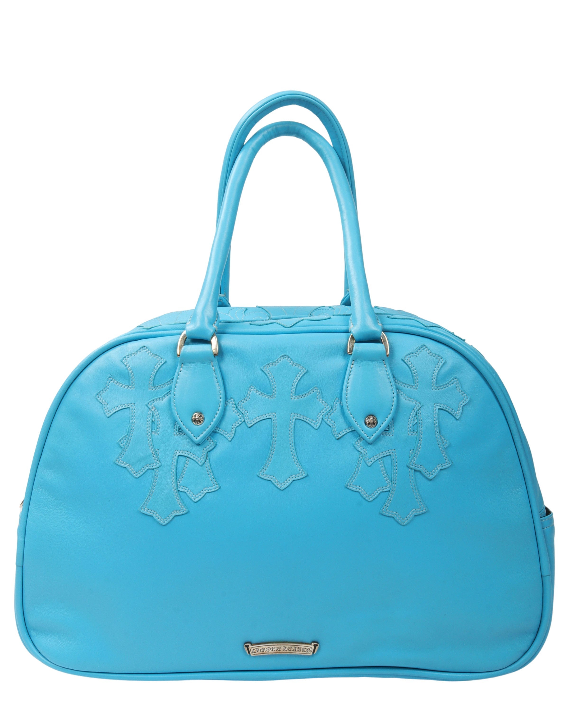 Leather Fleur Cross Patch Bowling Bag