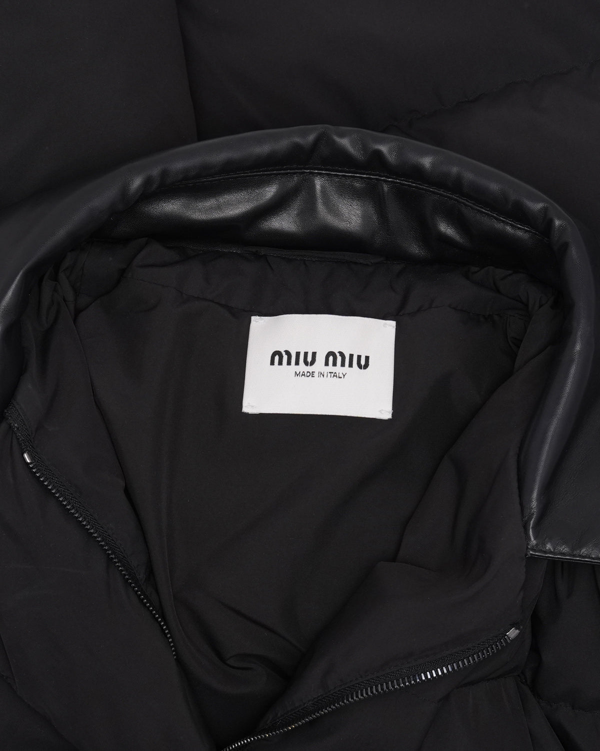 Leather Collared Puffer Jacket