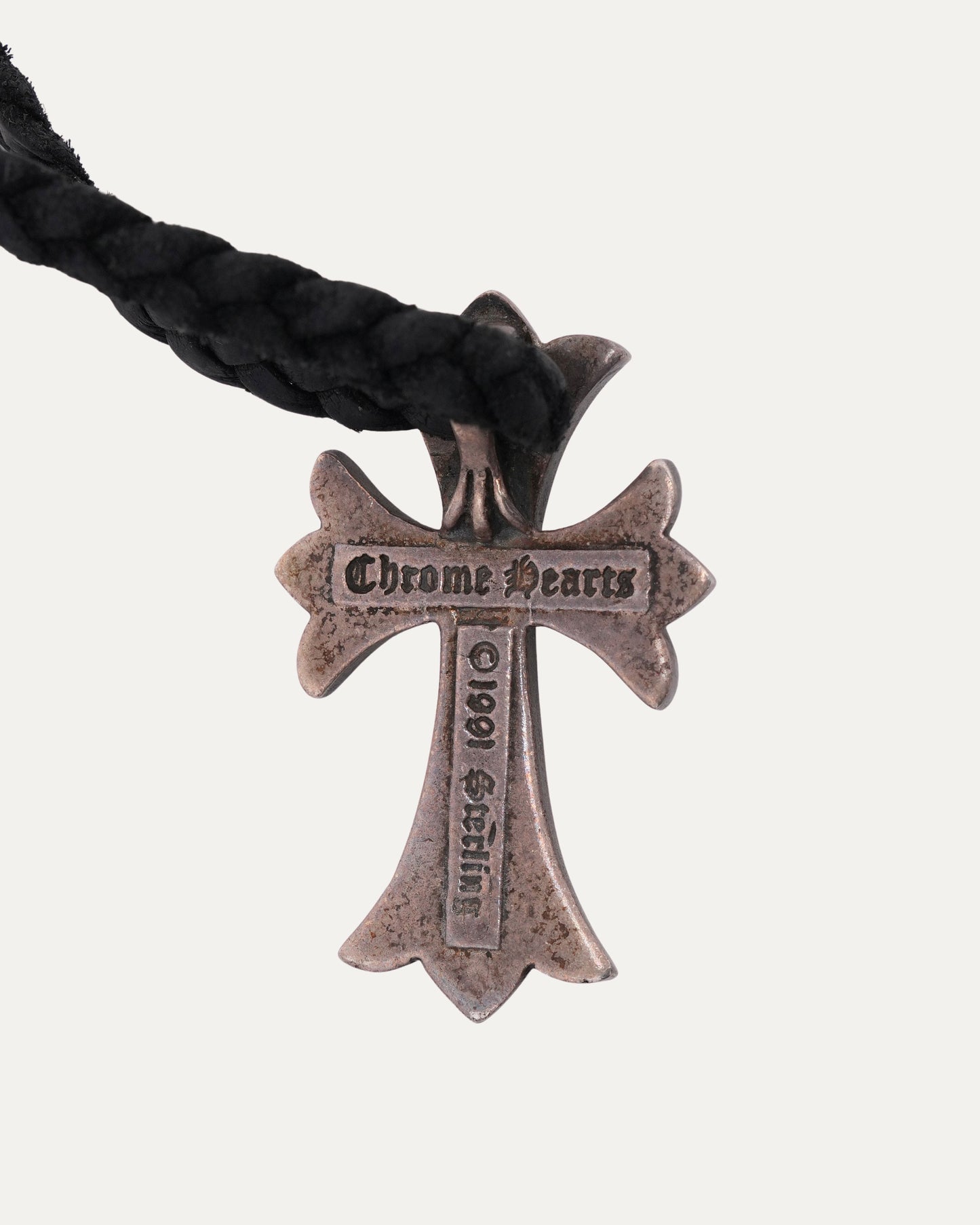 Cross Pendant w/ Braided Leather Necklace