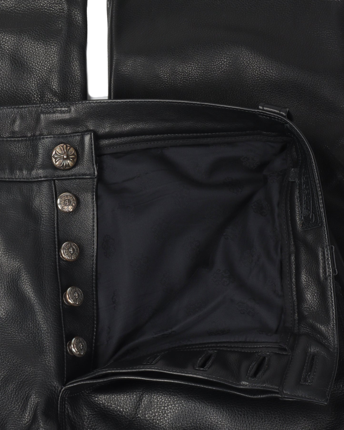 Goat Leather Fleur Knee Carpenter Pants