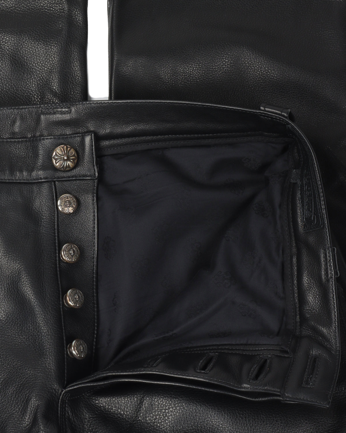 Goat Leather Fleur Knee Carpenter Pants