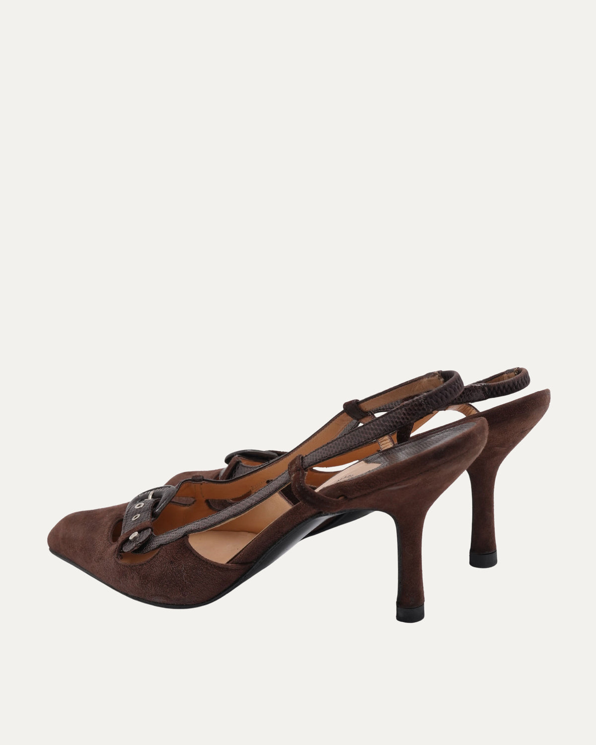 Suede Buckle Heels