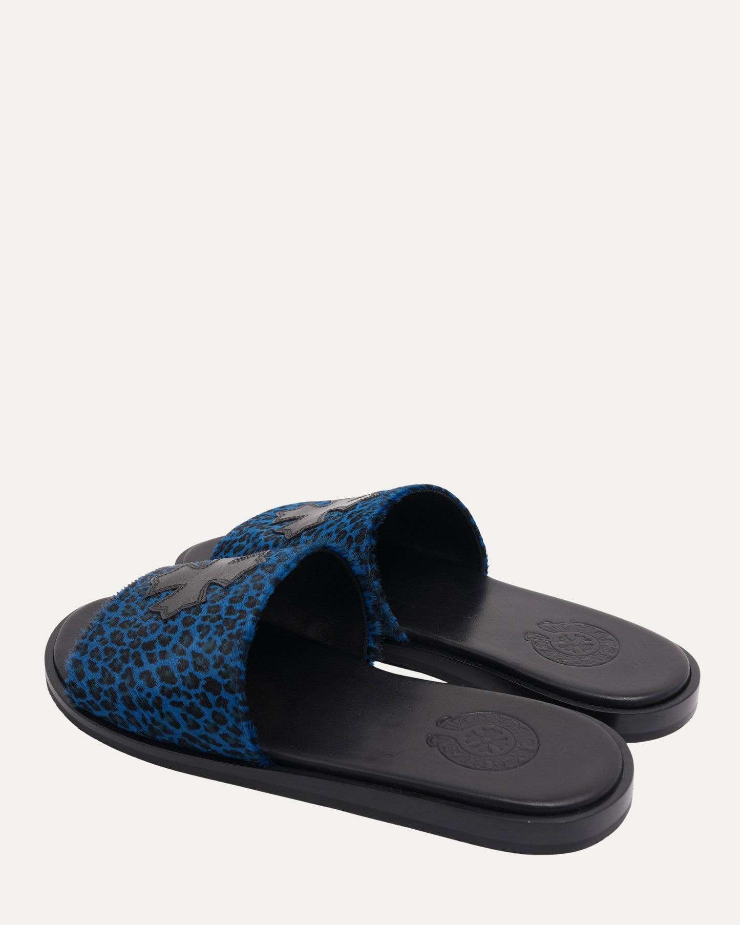 Plus Cross Patch Leopard Slides