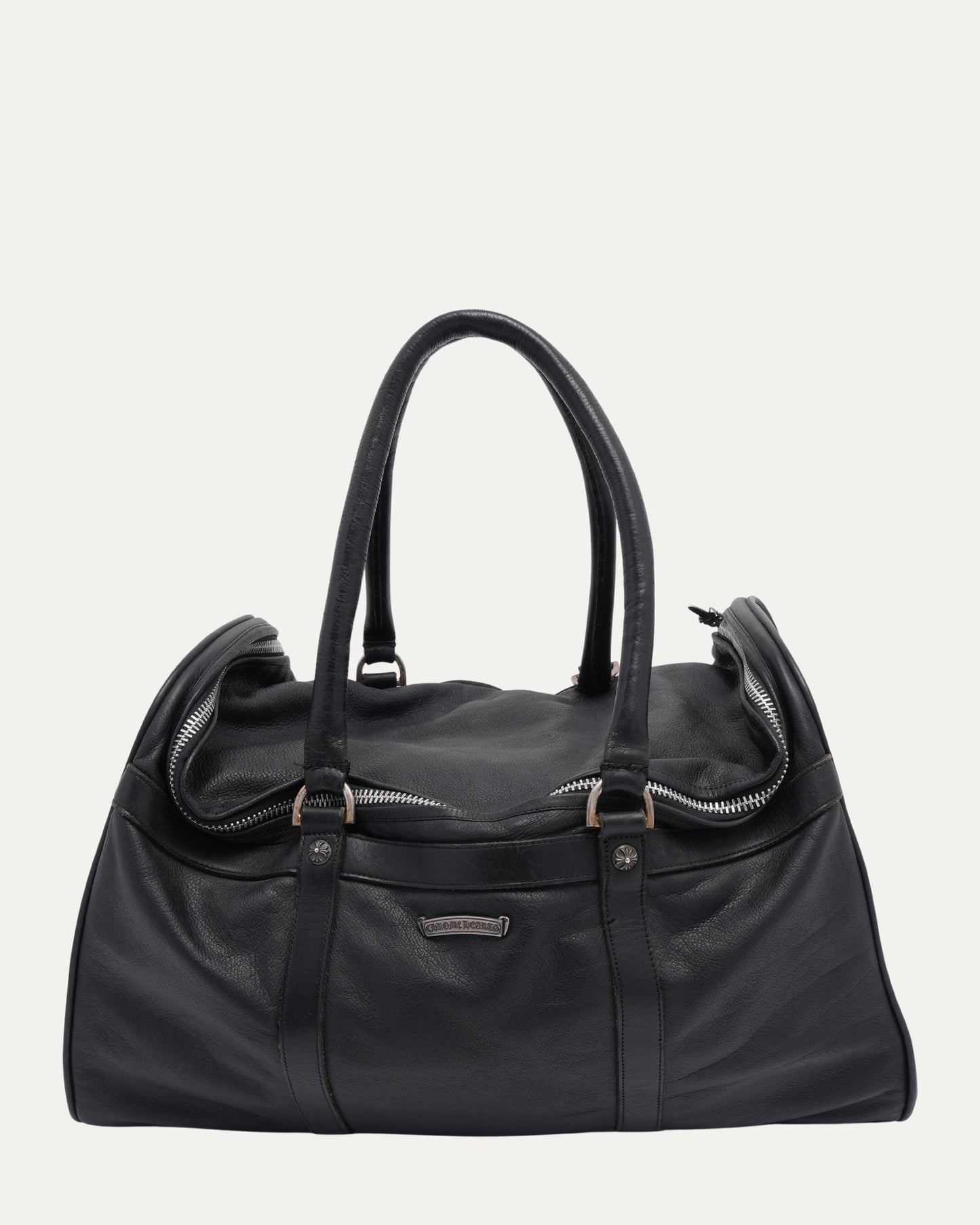 Cross Embellished Structured Duffle Bag