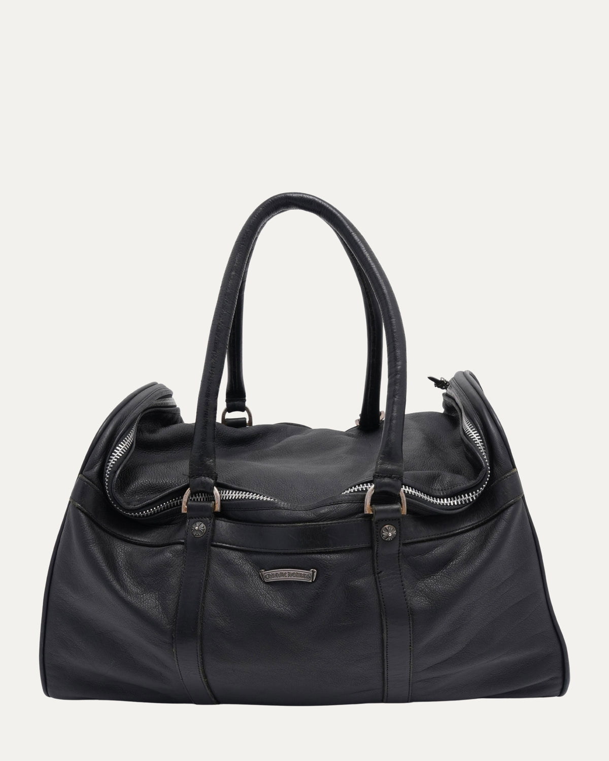 Cross Embellished Structured Duffle Bag