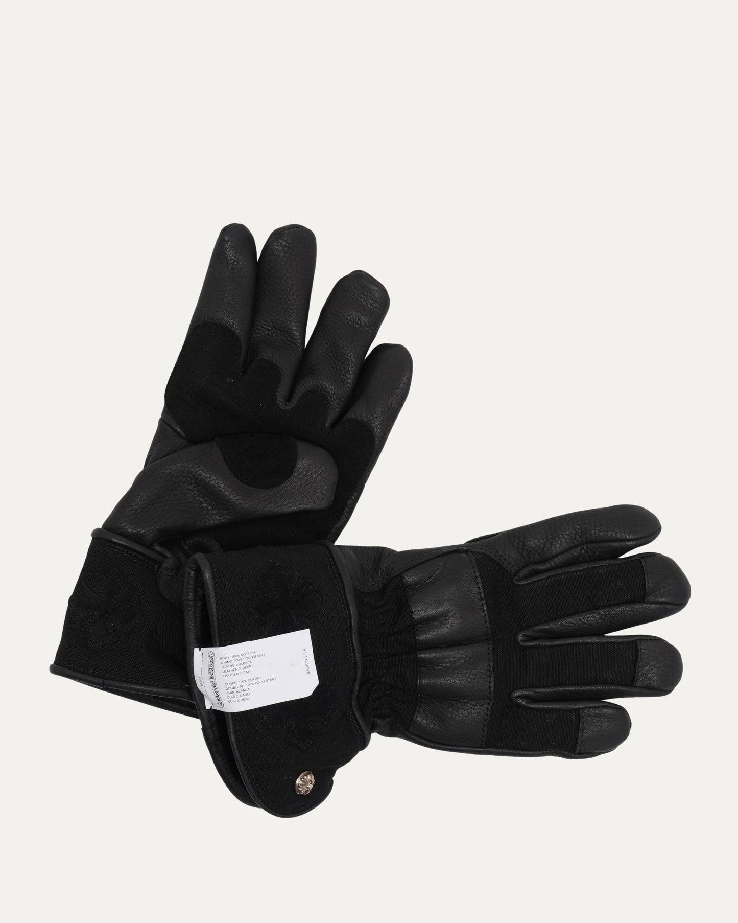 Cross Patch Leather Motorcycle Gloves