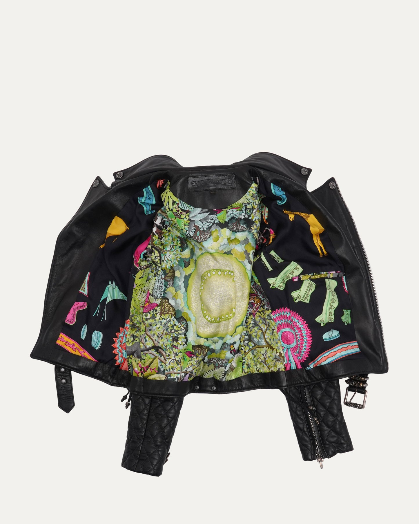 Hermes Silk Lined JJ Dean Quilted Leather Jacket