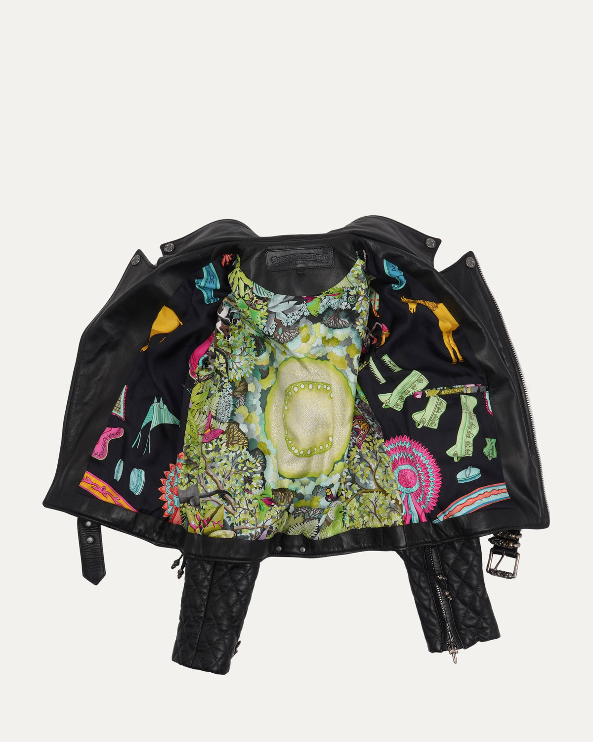 Hermes Silk Lined JJ Dean Quilted Leather Jacket