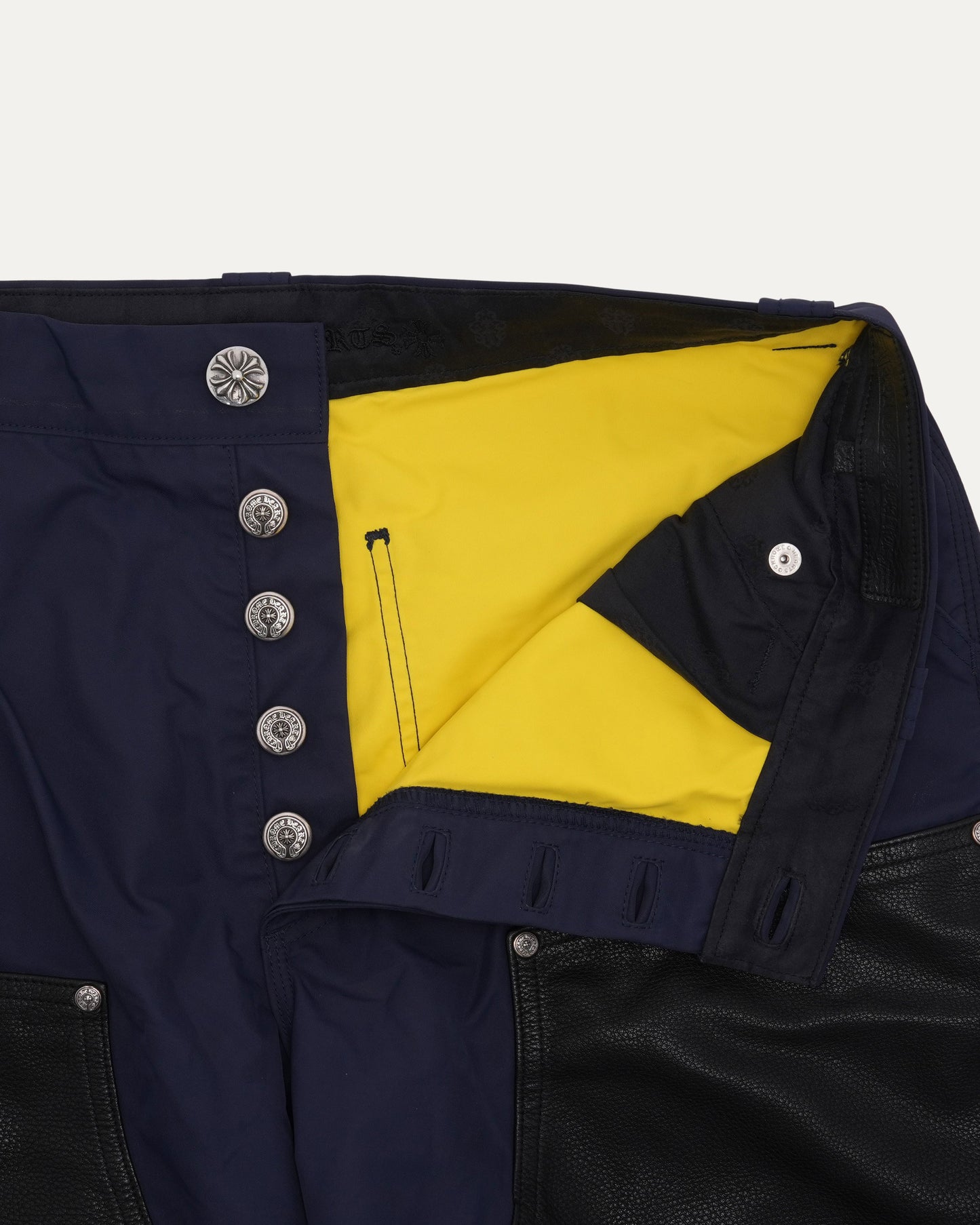 Nylon and Leather Double Knee Shorts