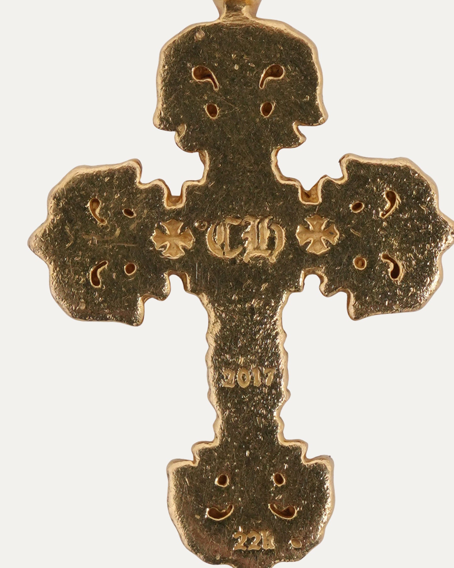 22k Gold & Diamond Filigree Cross Pendant