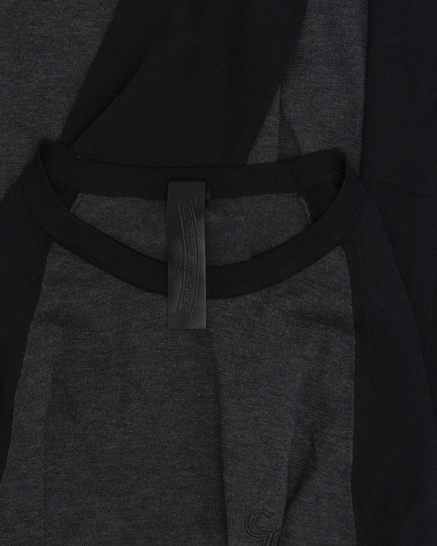 Silk Blend Cross Patch Long Sleeve Raglan T-Shirt