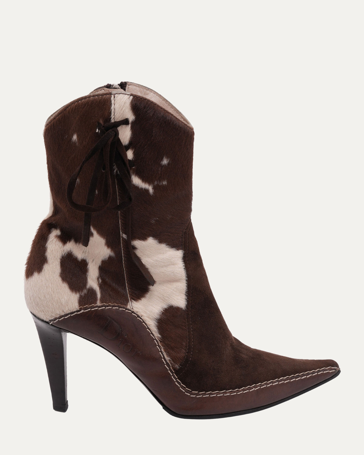 John Galliano Calf Hair Logo Boots