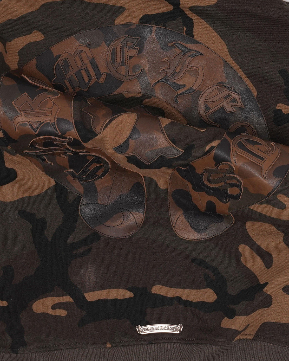 Camouflage Horseshoe Floral Cross Patch Thermal Zip Hoodie