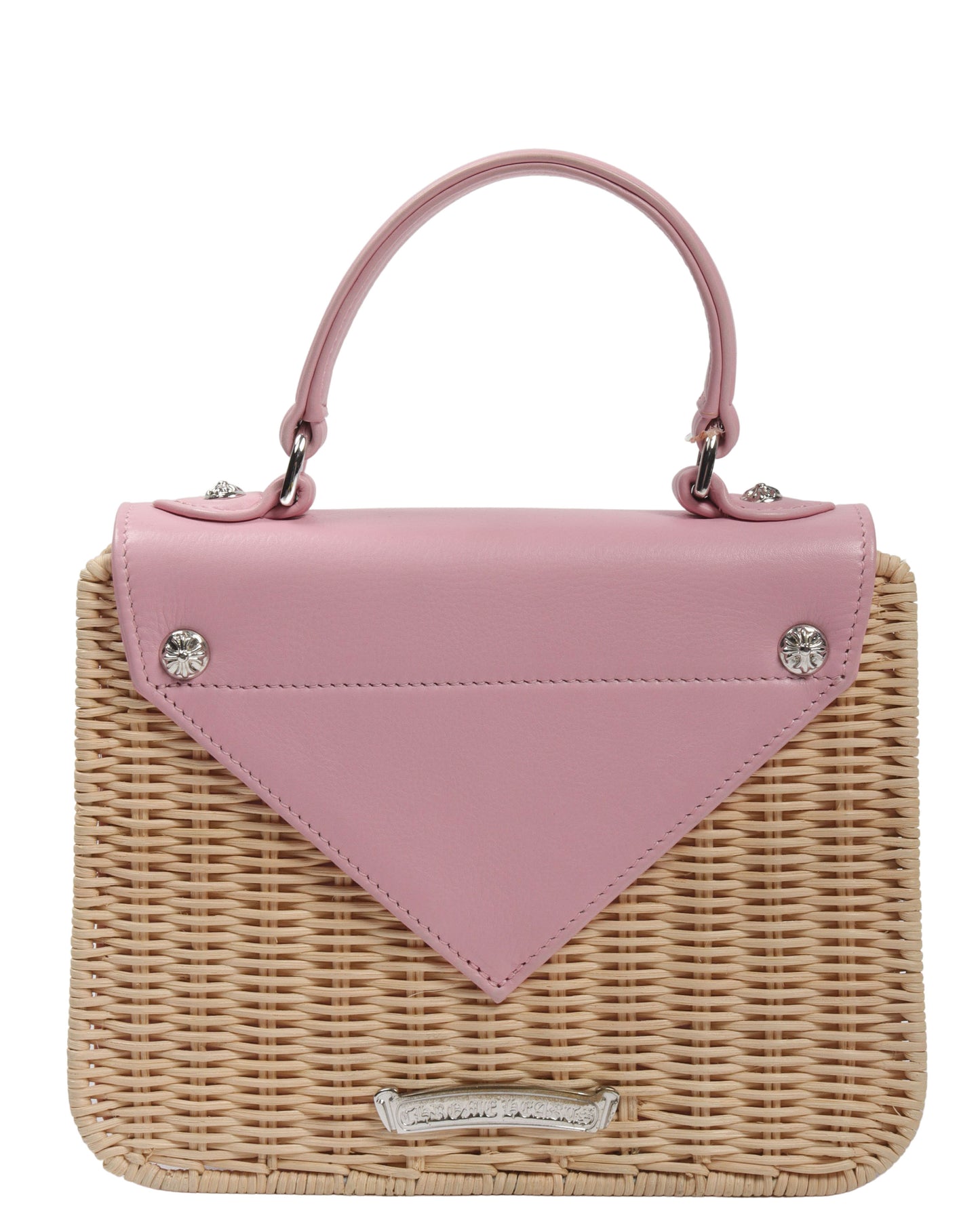 Basket-Weave Leather Accordion Wicker Bag