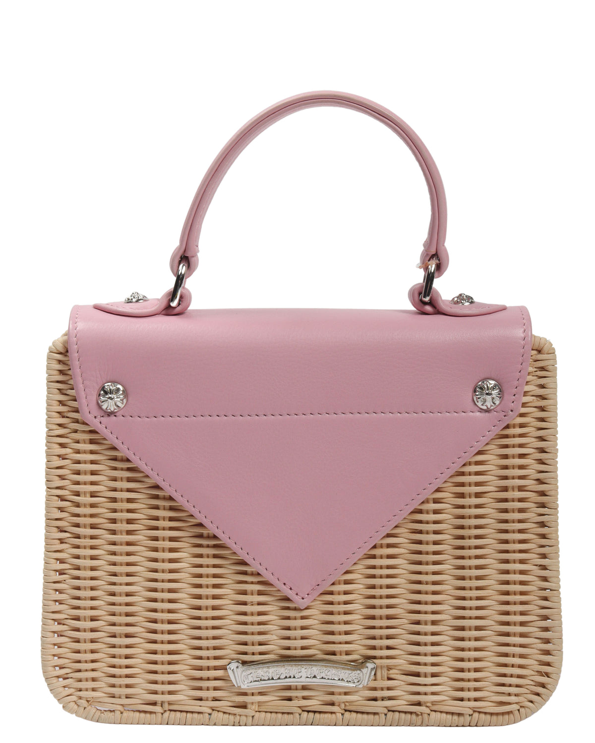 Basket-Weave Leather Accordion Wicker Bag