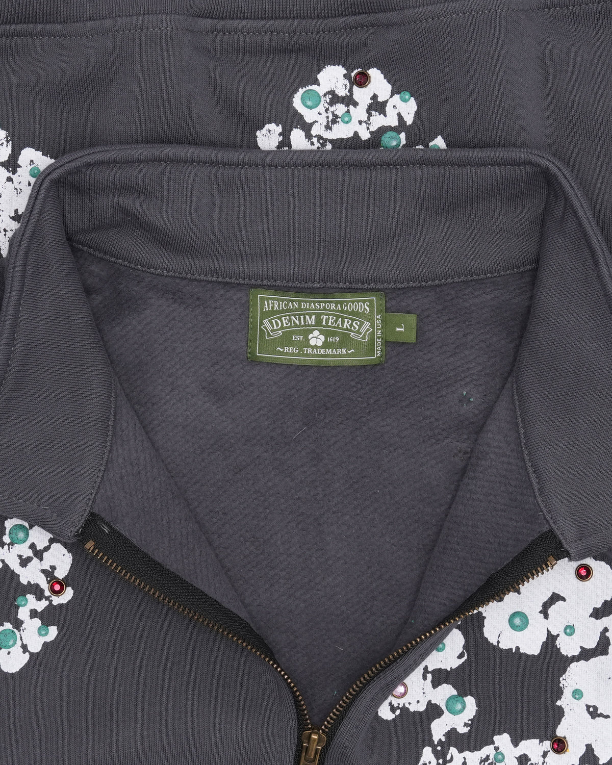 Rhinestone Cotton Wreath Quarter-Zip Sweatshirt