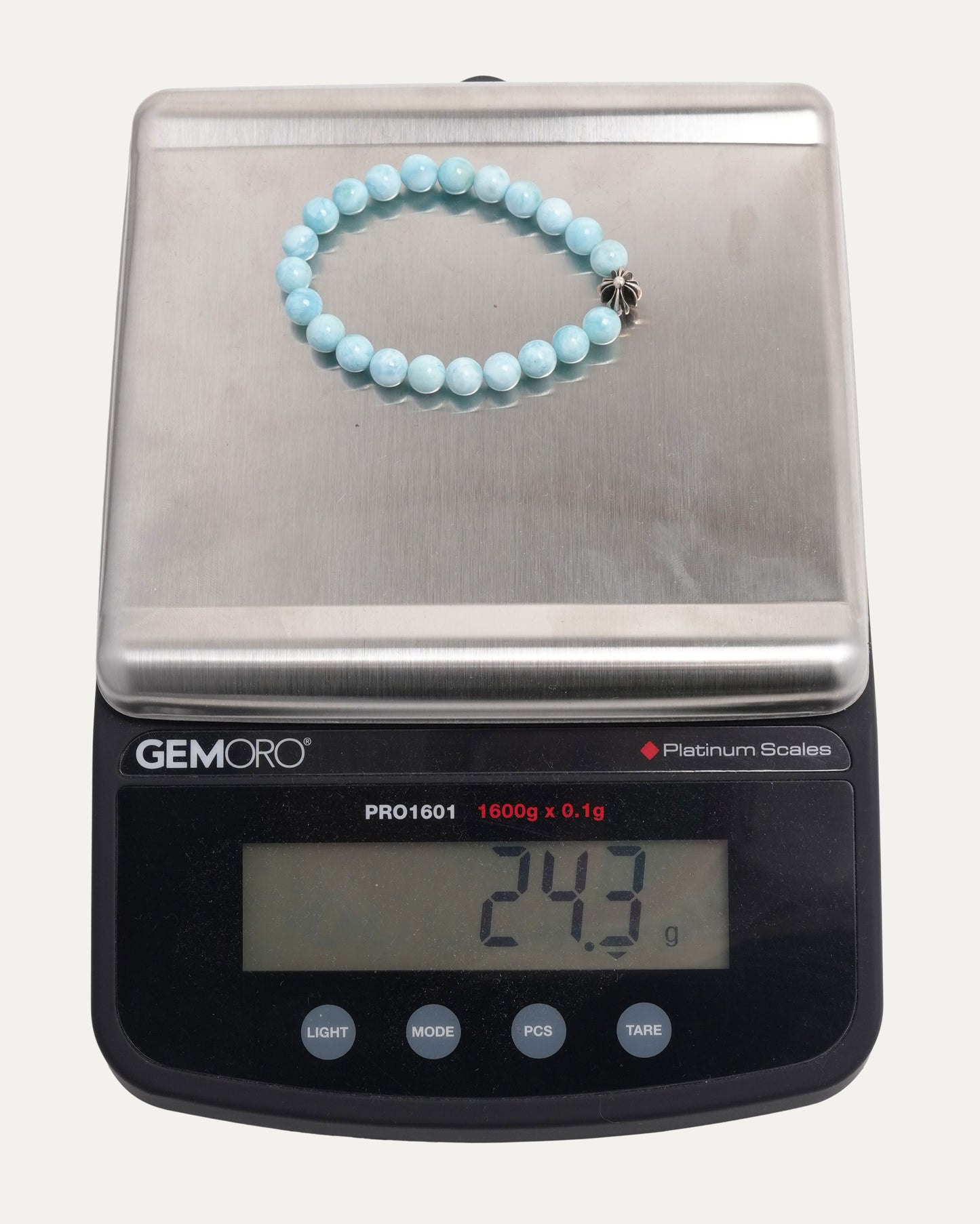 6mm Larimar Plus Cross Bead Bracelet