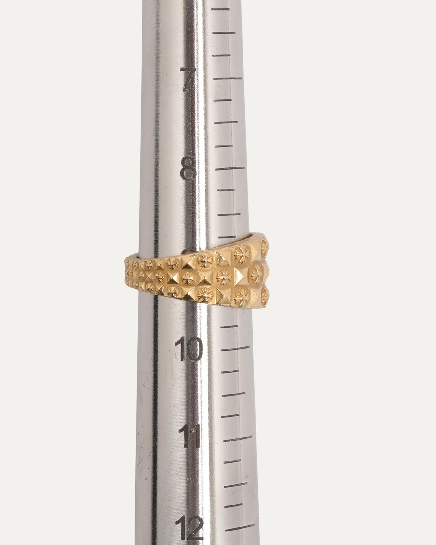22k Gold Pyramid Cross Studded Ring