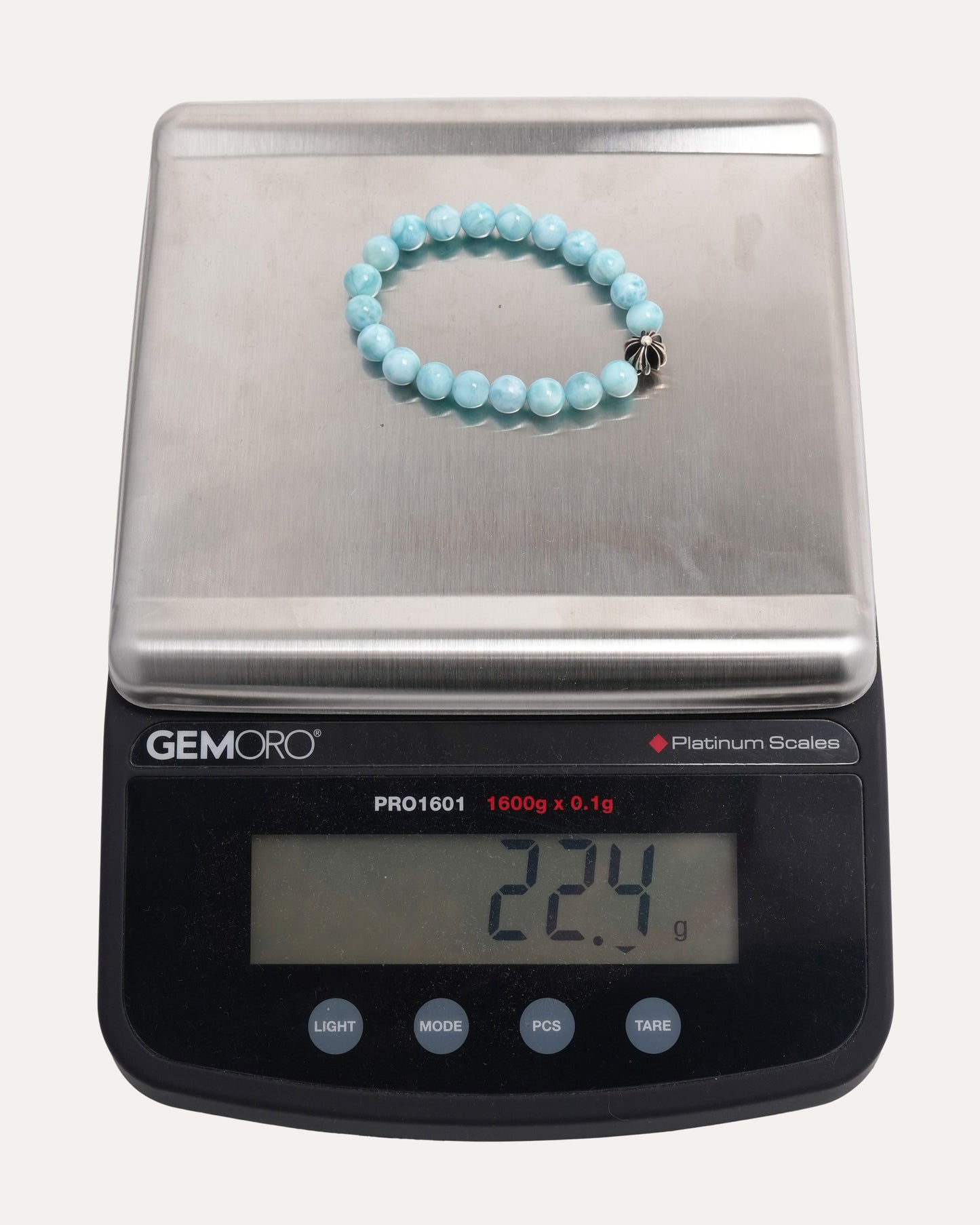 6mm Larimar Plus Cross Bead Bracelet