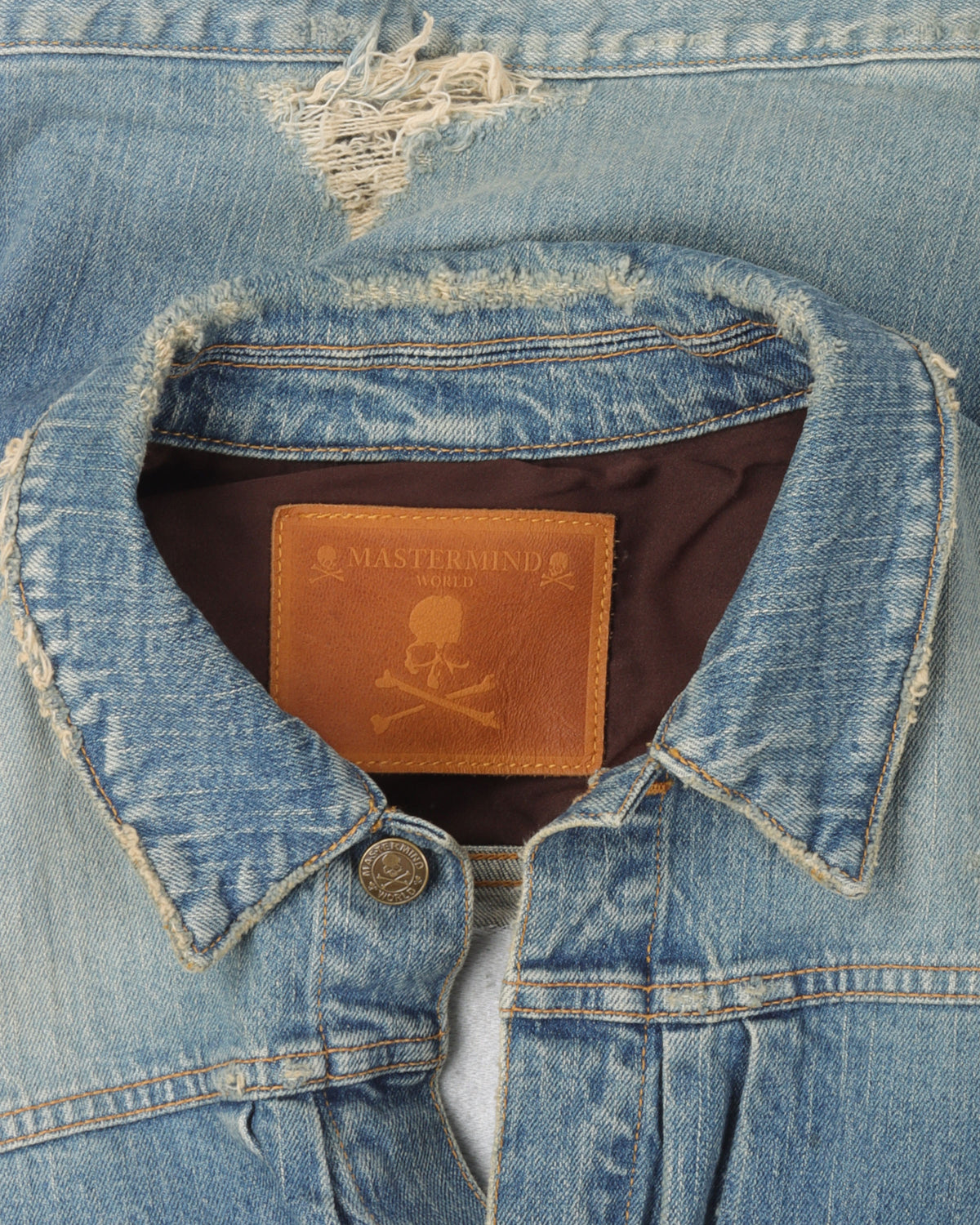 Distressed Jacquard Stripes Denim Jacket