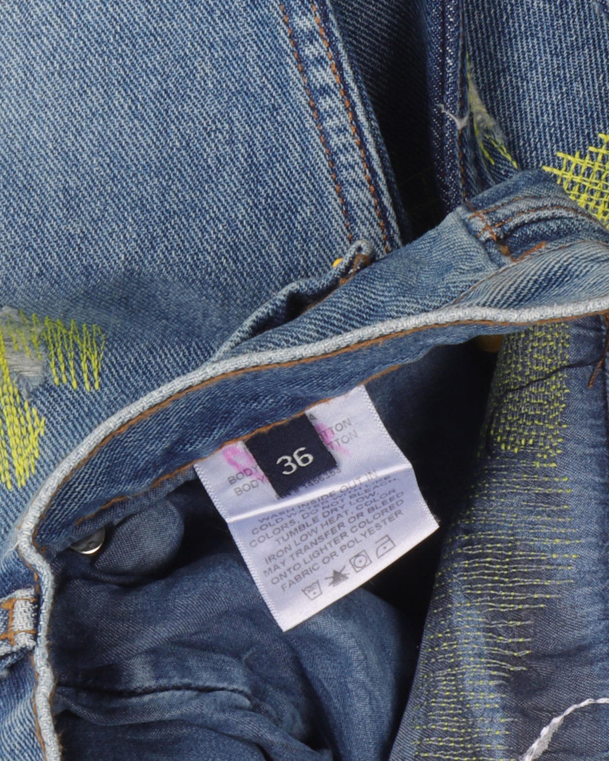 Distressed Embroidered Jeans
