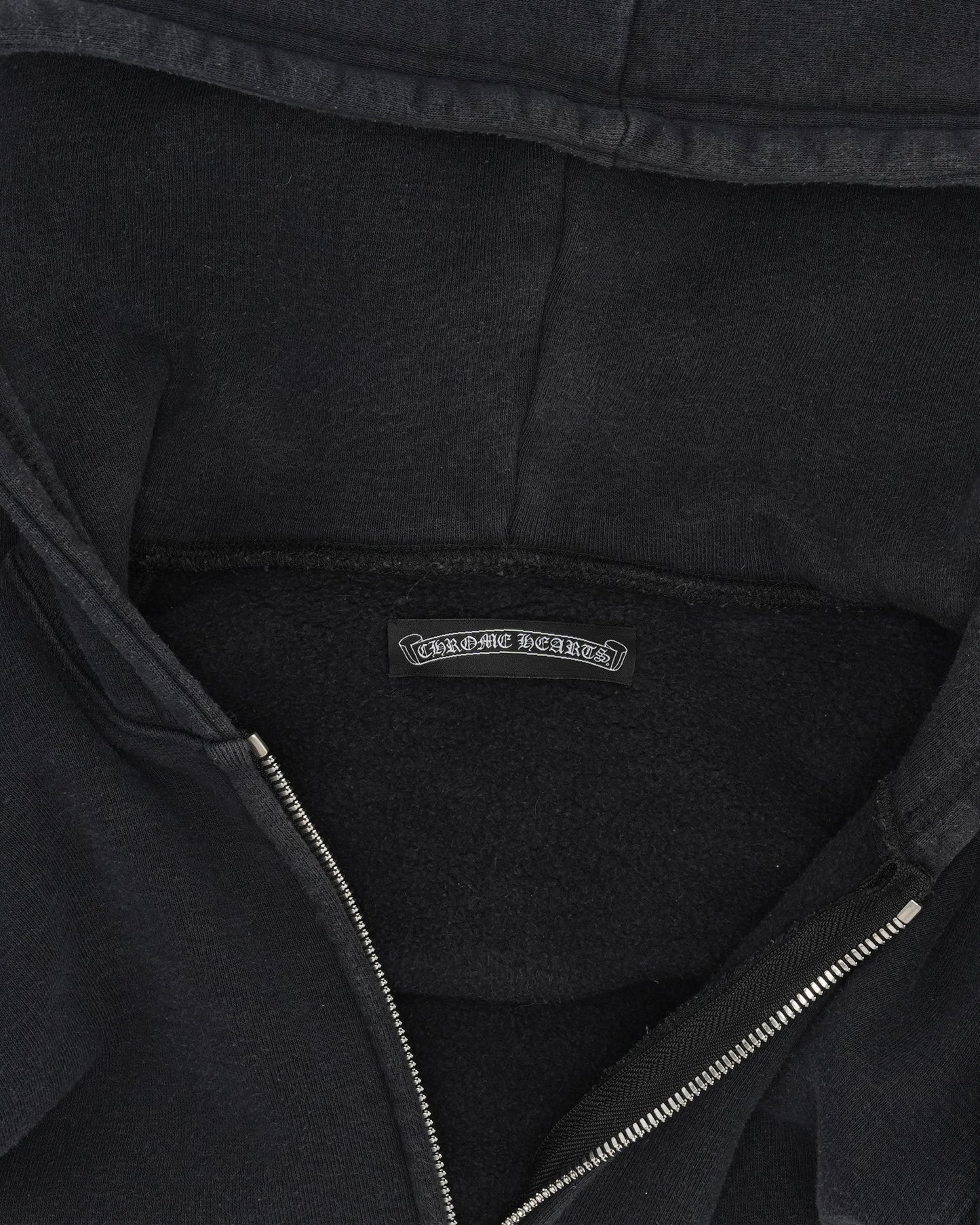 Silver Embellished Cross Patch Zip Up Hoodie