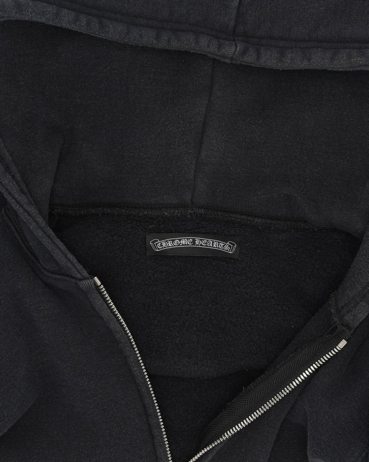 Silver Embellished Cross Patch Zip Up Hoodie